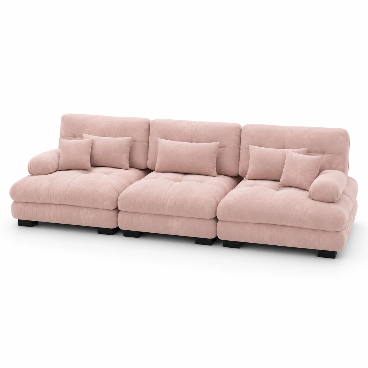 Sofa tapizado de tres plazas color rosa-oakvellehome