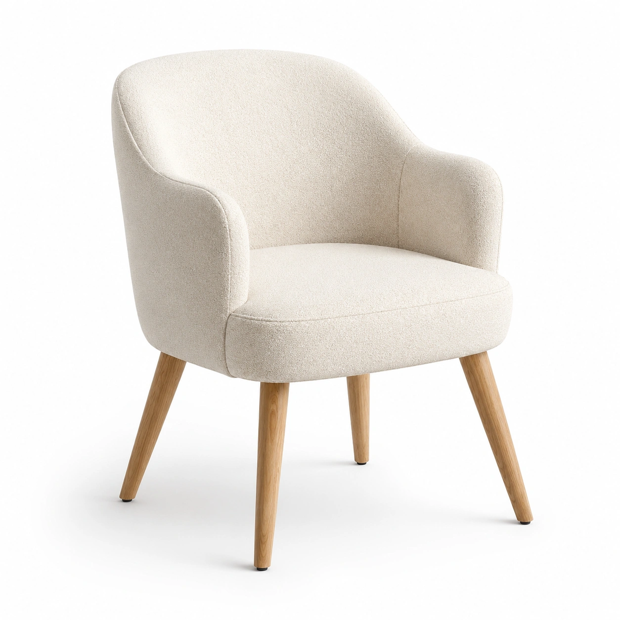 Sillon tapizado con reposabrazos blanco crema-oakvellehome