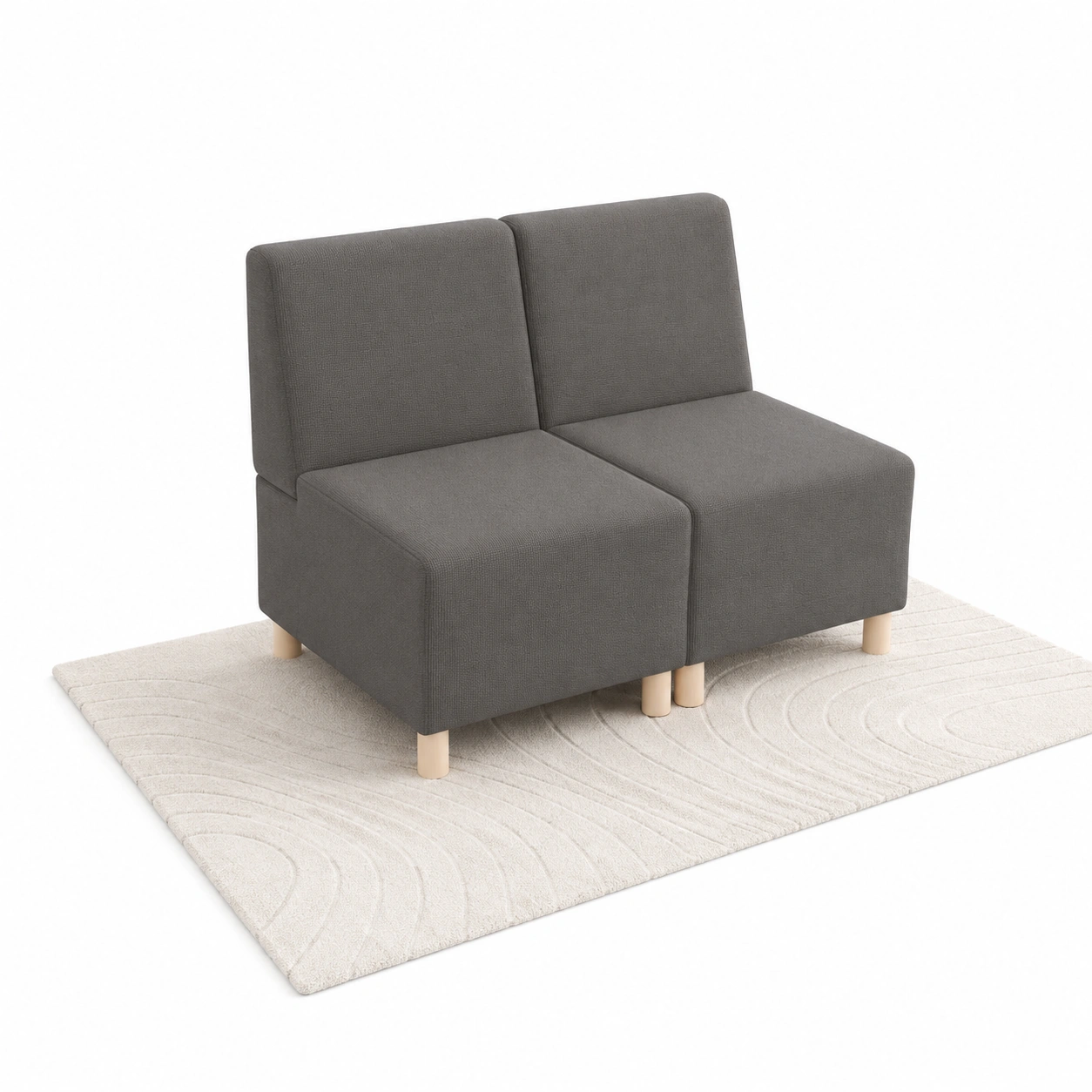 Sofa modular de dos plazas gris oscuro-oakvellehome