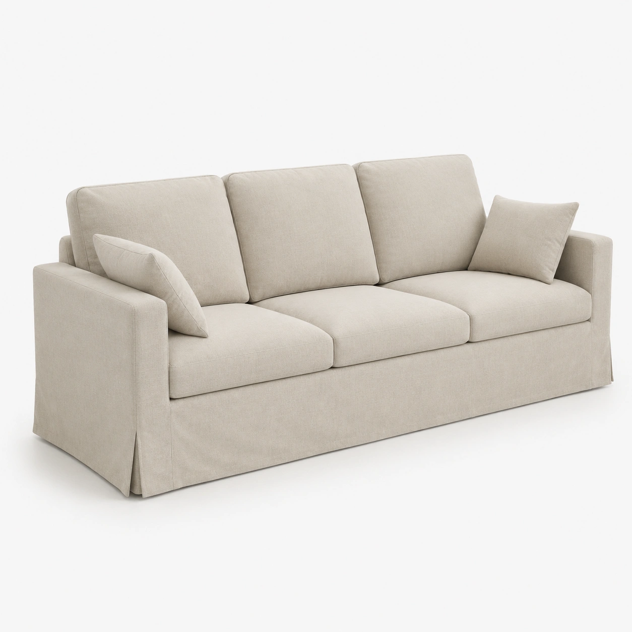 Sofa tapizado de tres plazas color crema-oakvellehome