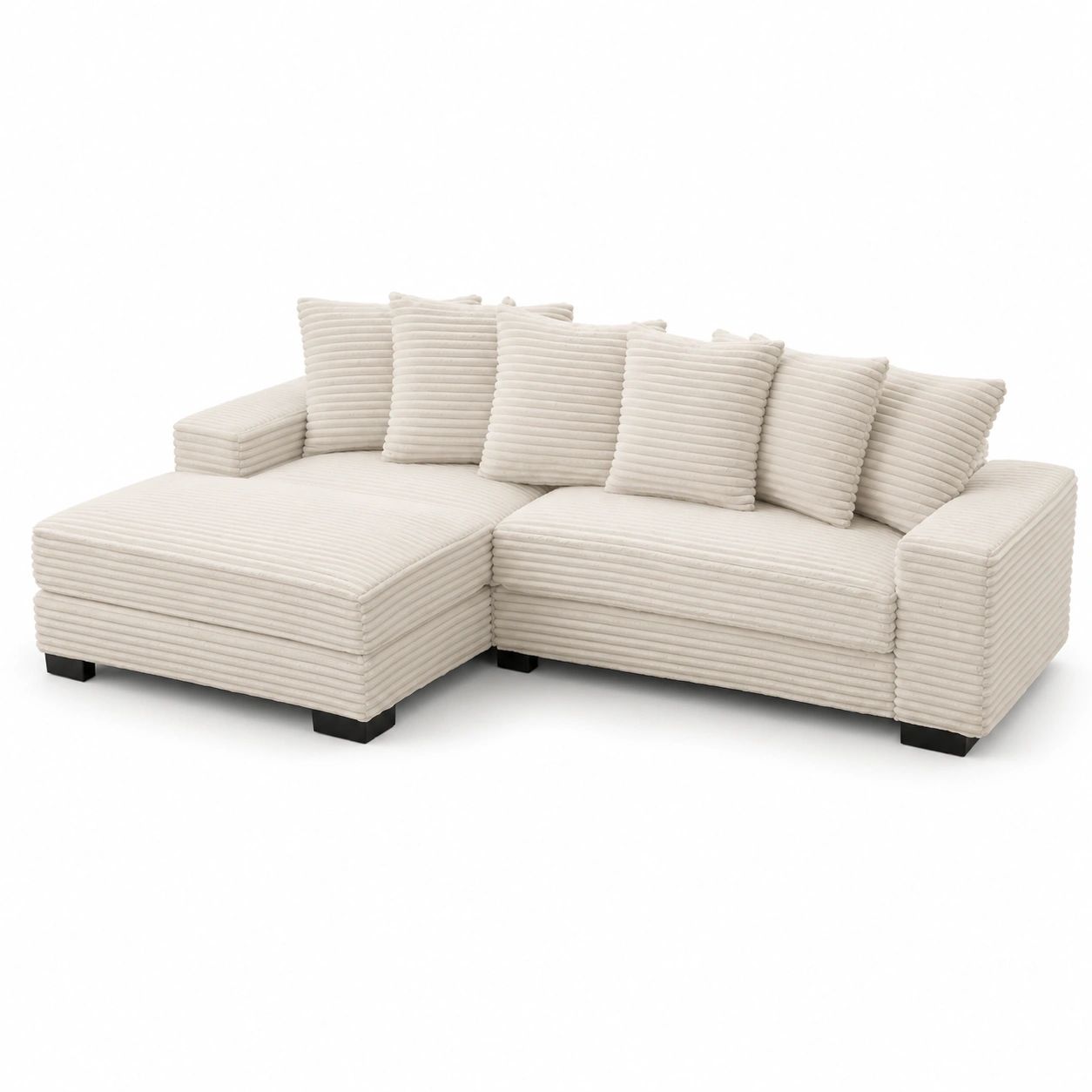 Sofa esquinero en L color beige-oakvellehome