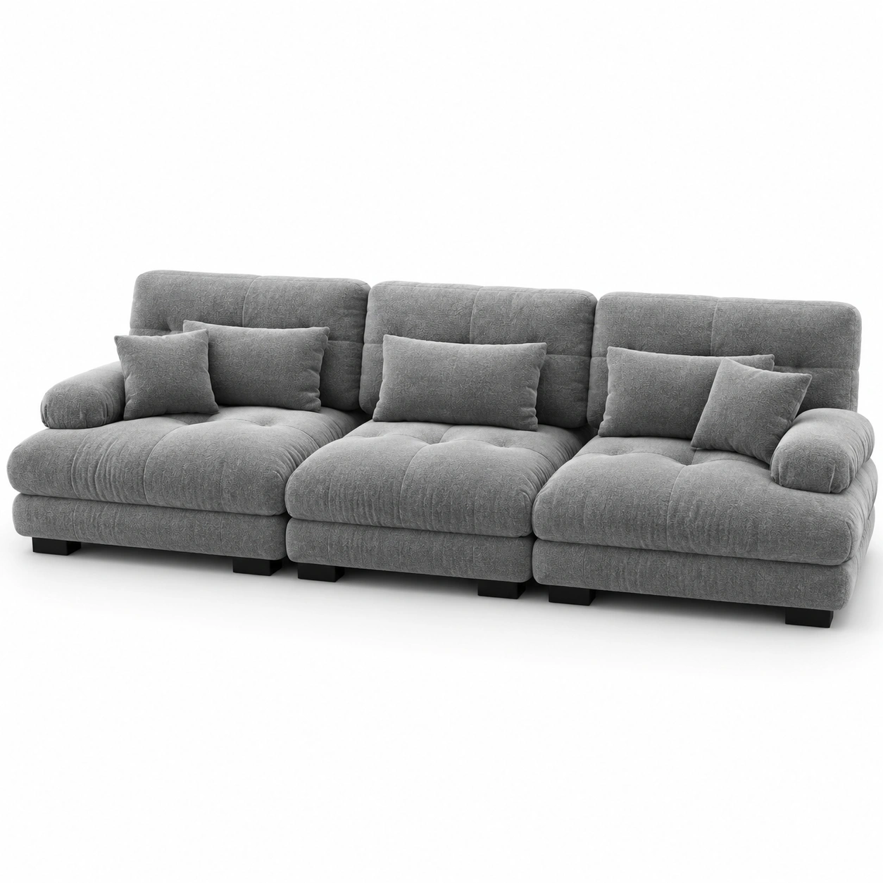 Sofa combinado de tres plazas gris-oakvellehome