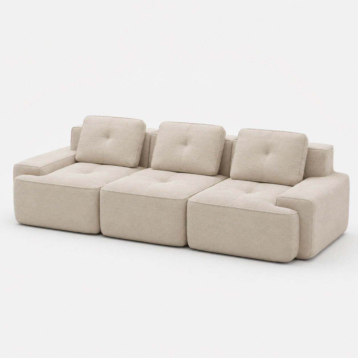 Sofa modular de tres plazas color beige-oakvellehome