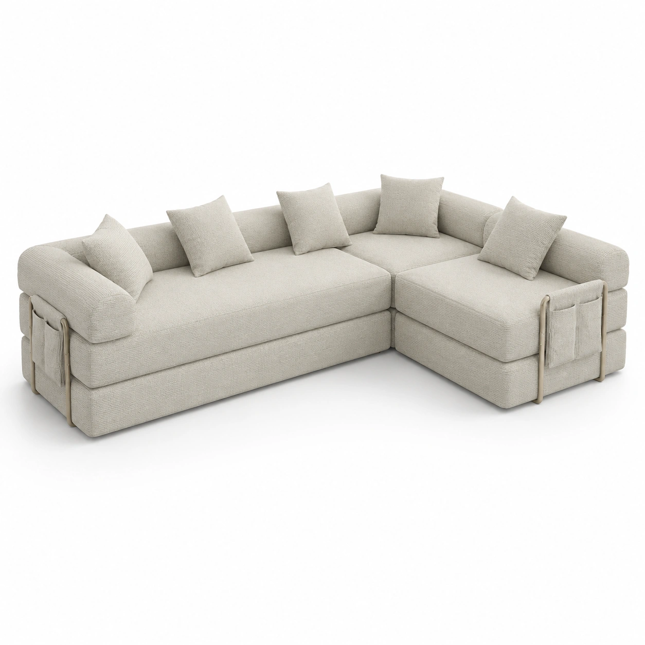 Sofa combinado en L color crema-oakvellehome