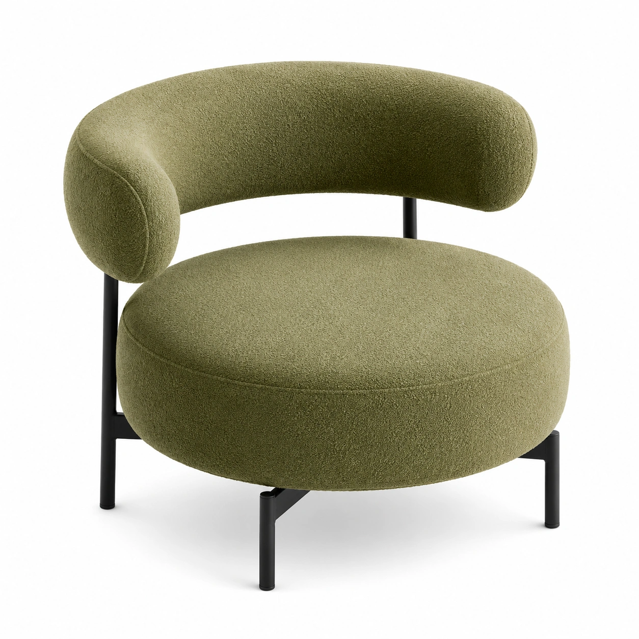 Sillon redondo tapizado verde oliva-oakvellehome