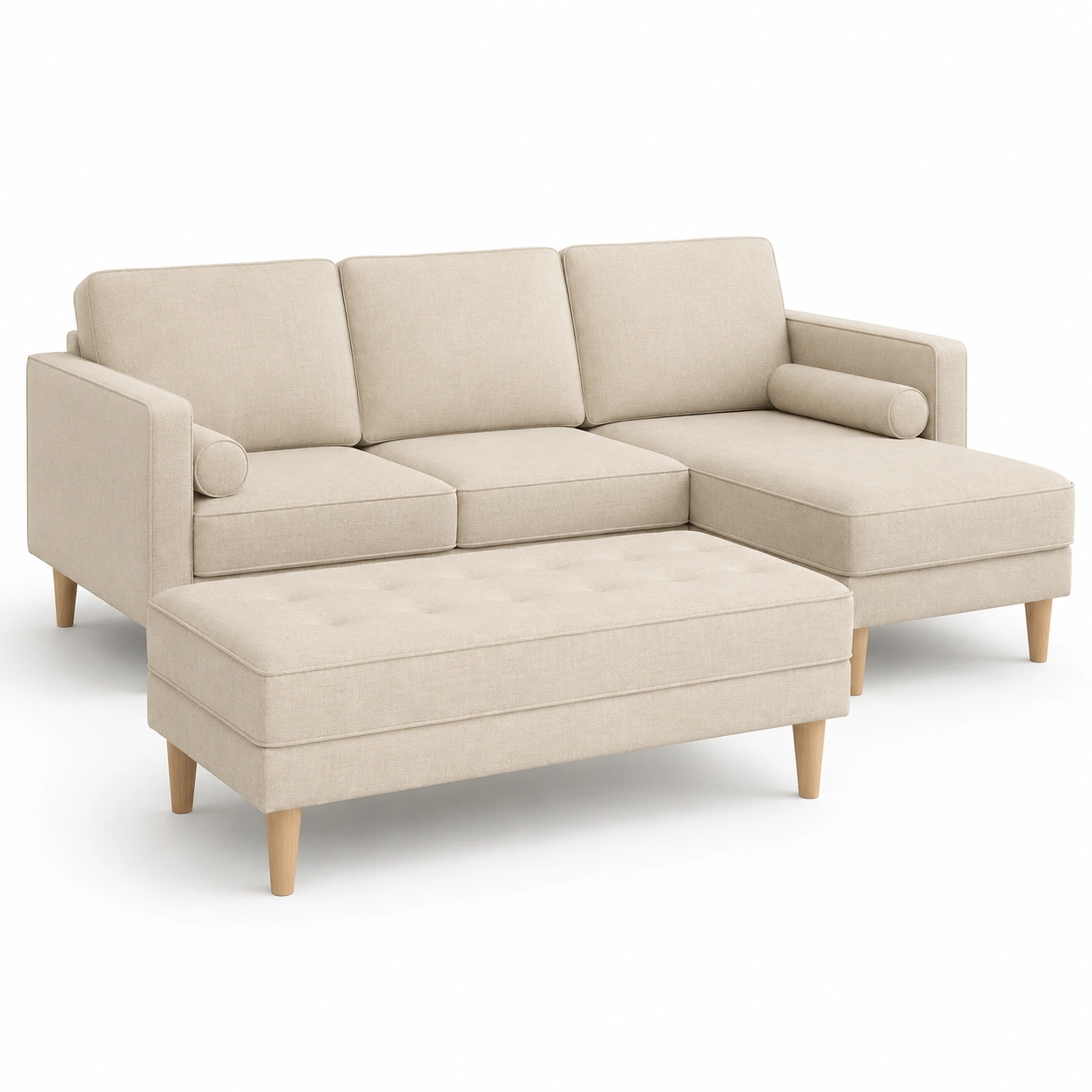 Sofa en L color beige-oakvellehome