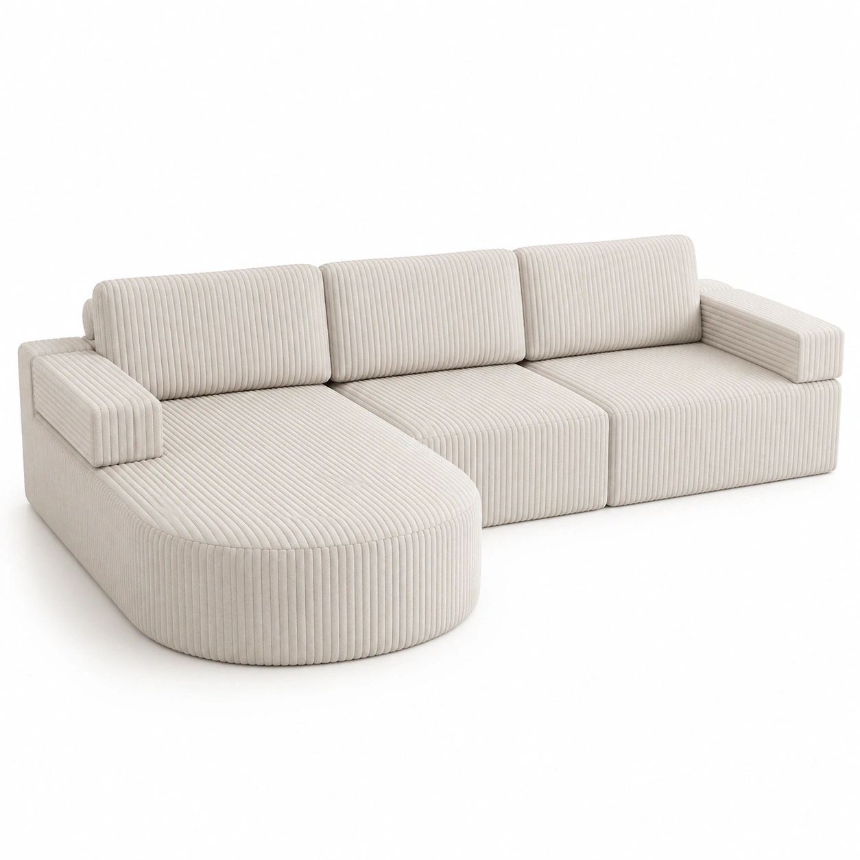 Sofa de terciopelo color crema-oakvellehome