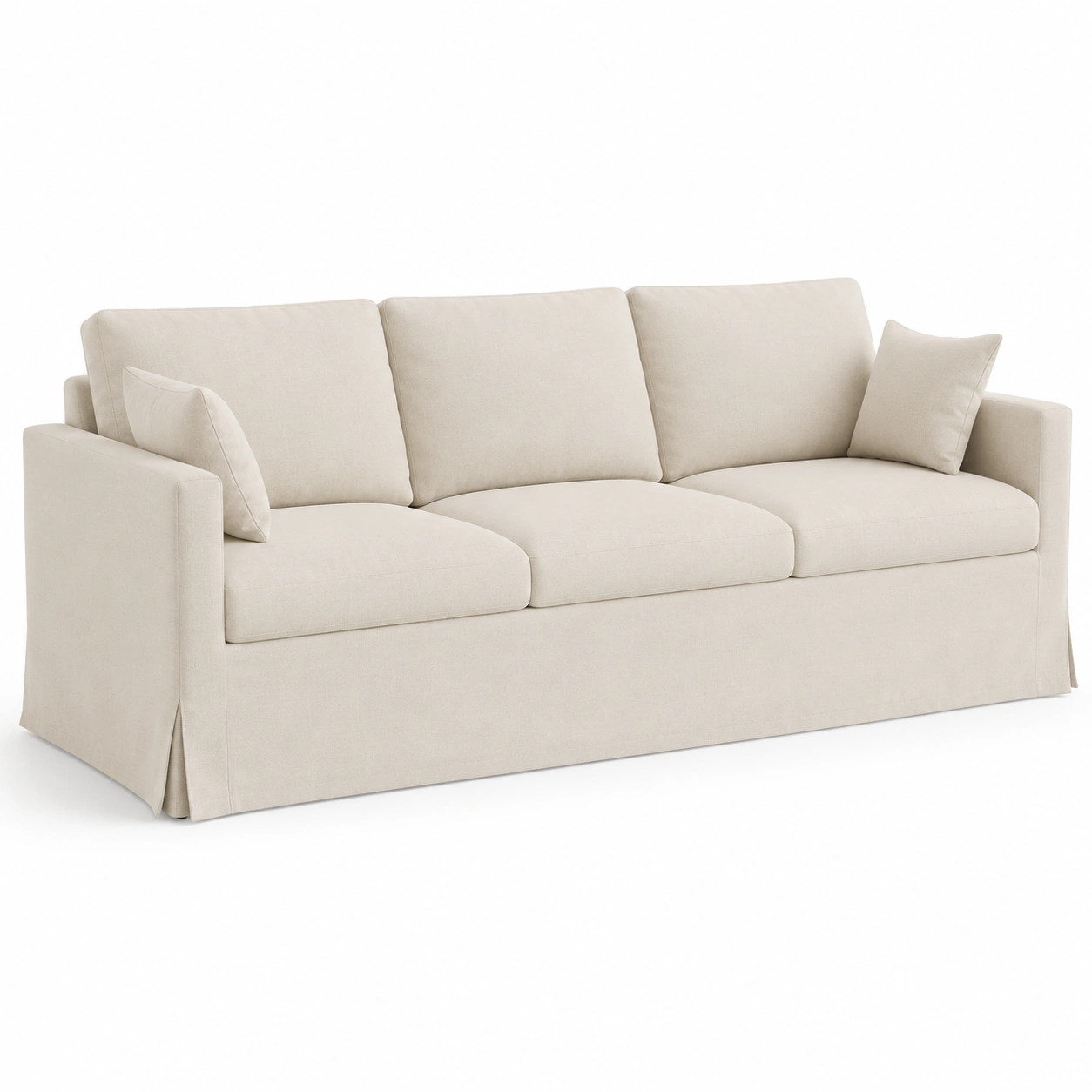 Sofa tapizado de tres plazas color crema-oakvellehome