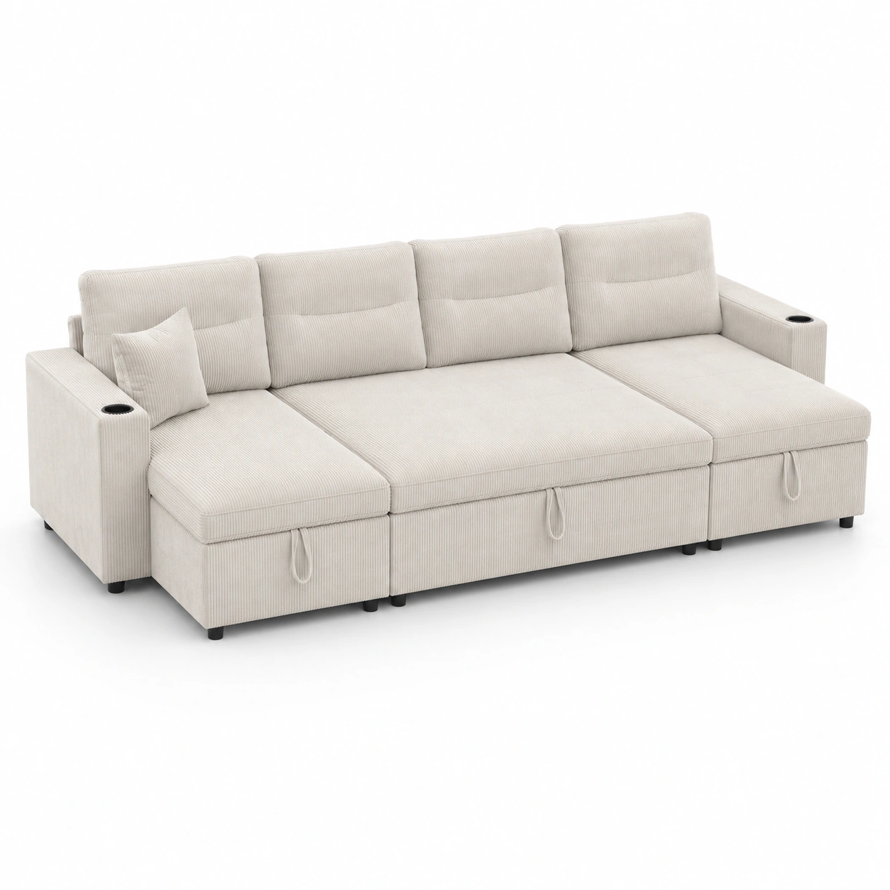 Sofa cama con almacenamiento color crema-oakvellehome