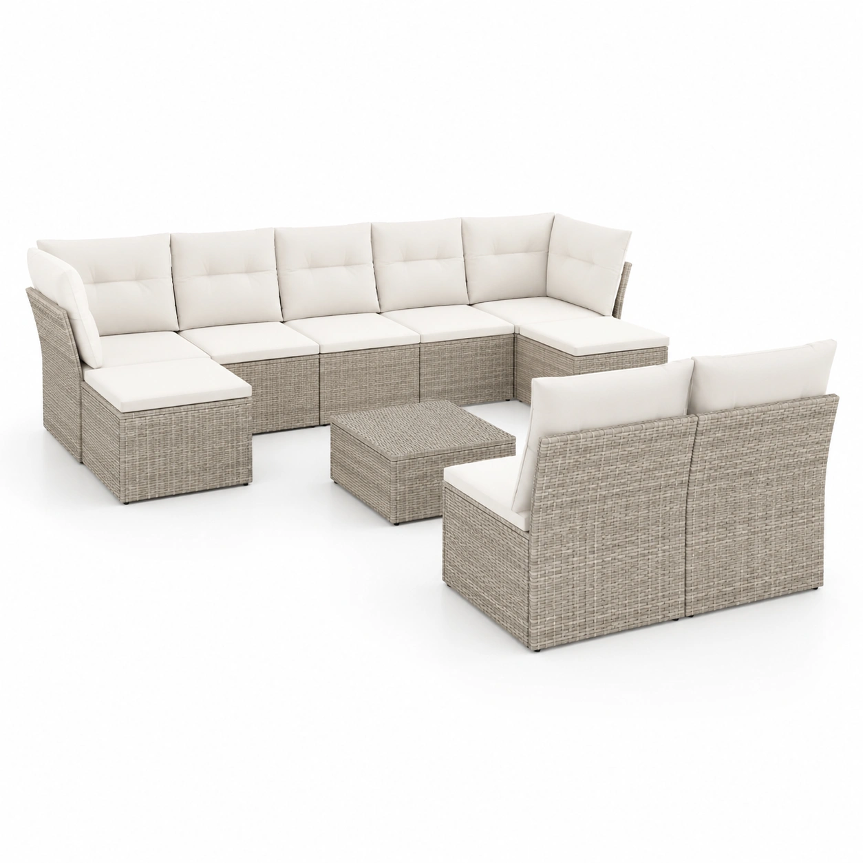 Conjunto modular de sofa para exterior color marfil-oakvellehome