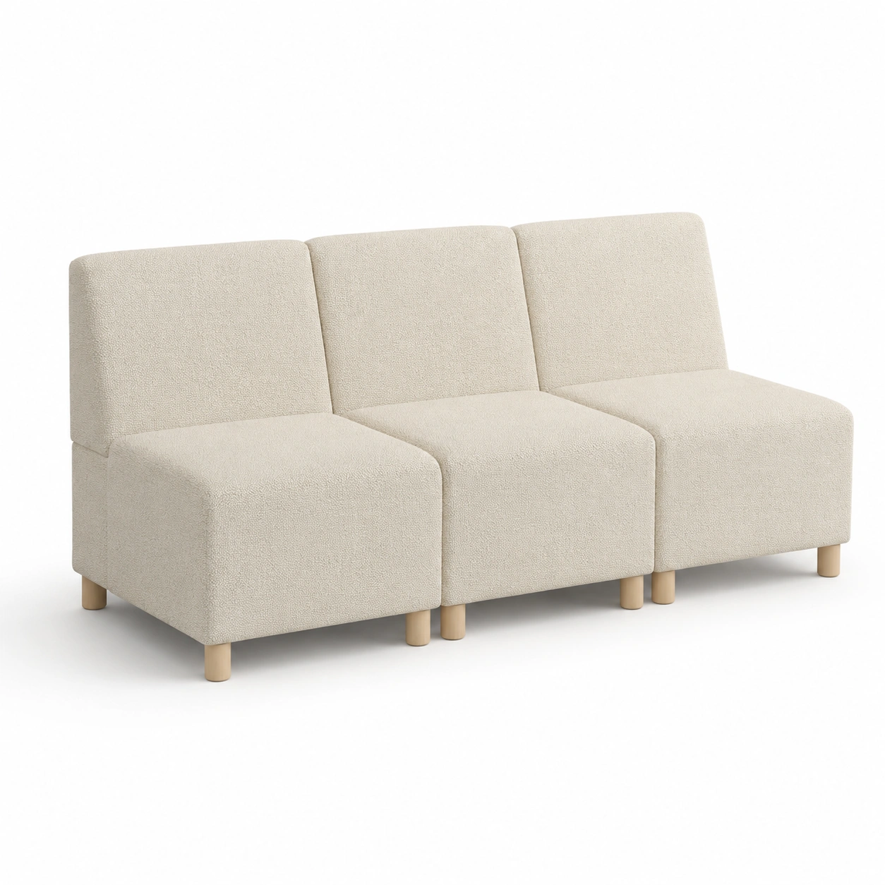 Sofa modular de tres plazas color crema-oakvellehome