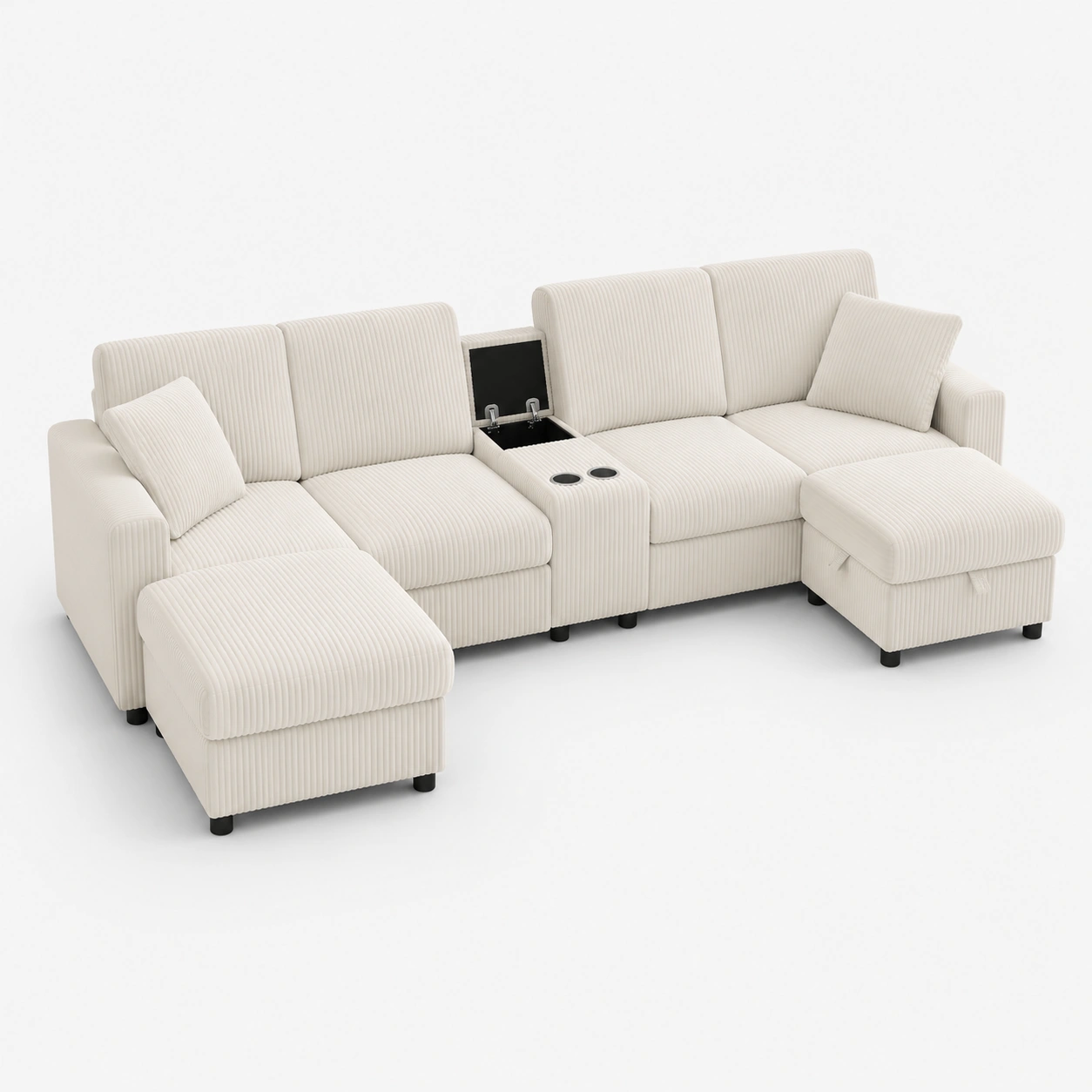 Sofa modular en U color crema-oakvellehome