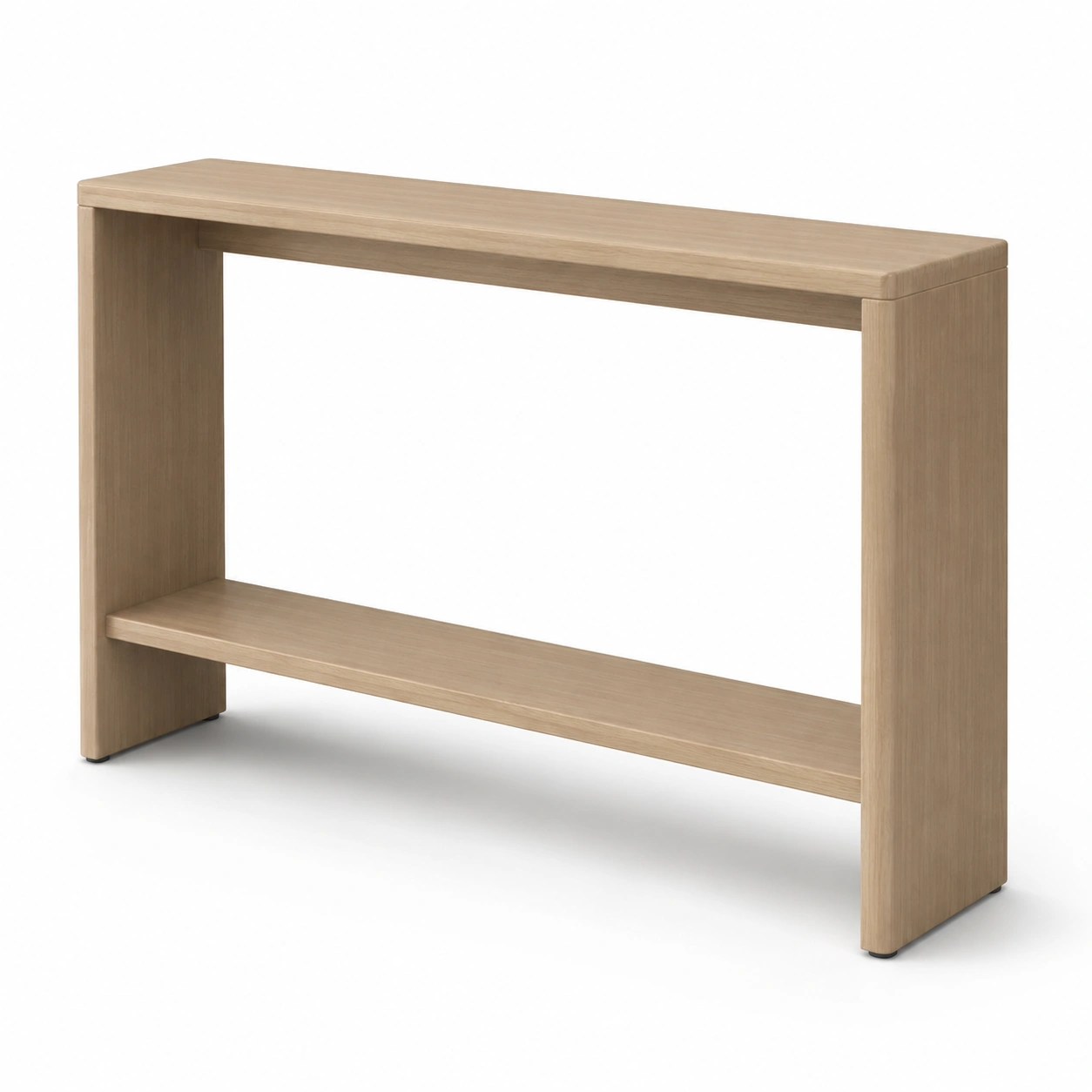 Mesa consola de entrada de dos niveles en madera natural-oakvellehome