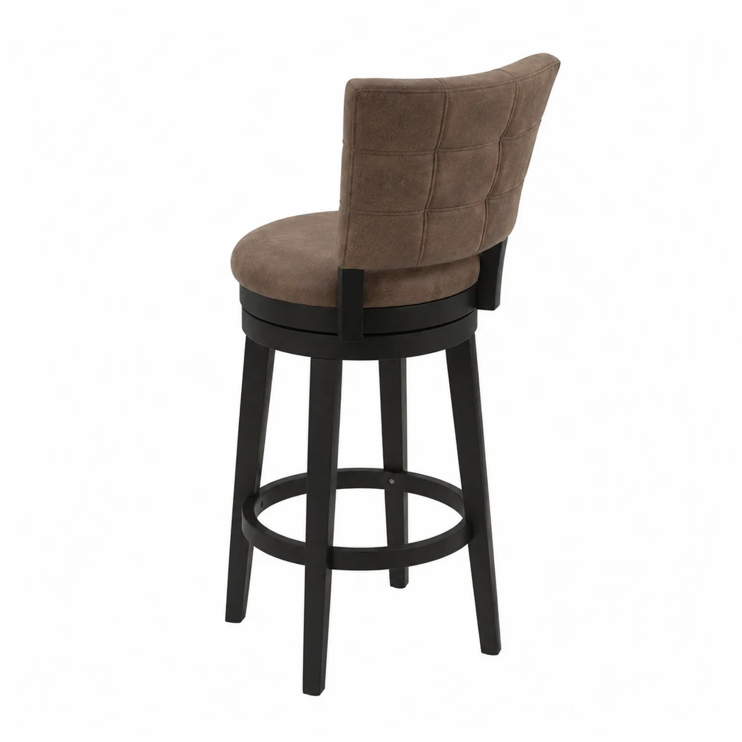 Sgabello girevole in microfibra con gambe in legno, altezza 75 cm-Nordicnestluxe