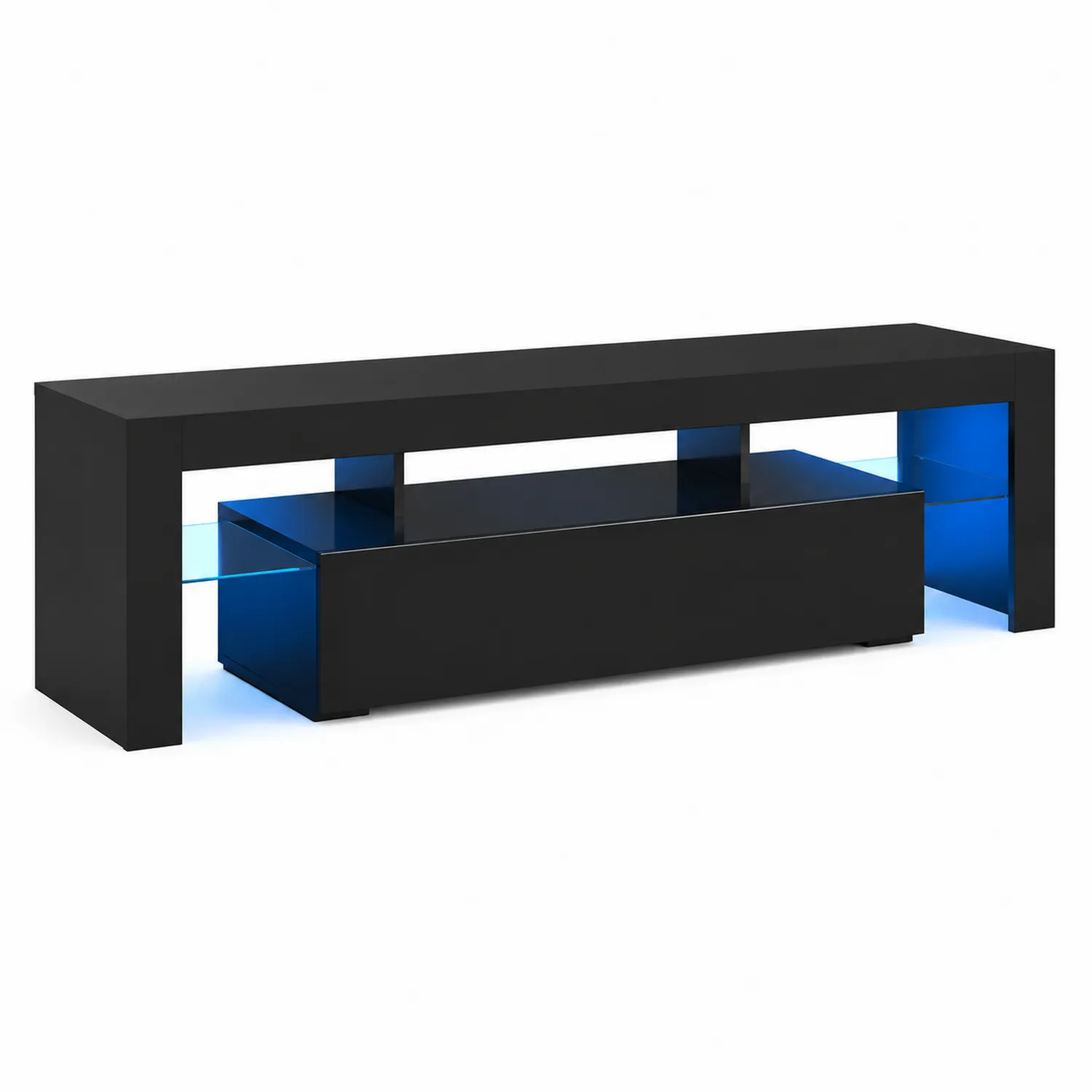 Mobile TV in MDF con Luci LED e Ripiani in Vetro Temperato-Nordicnestluxe
