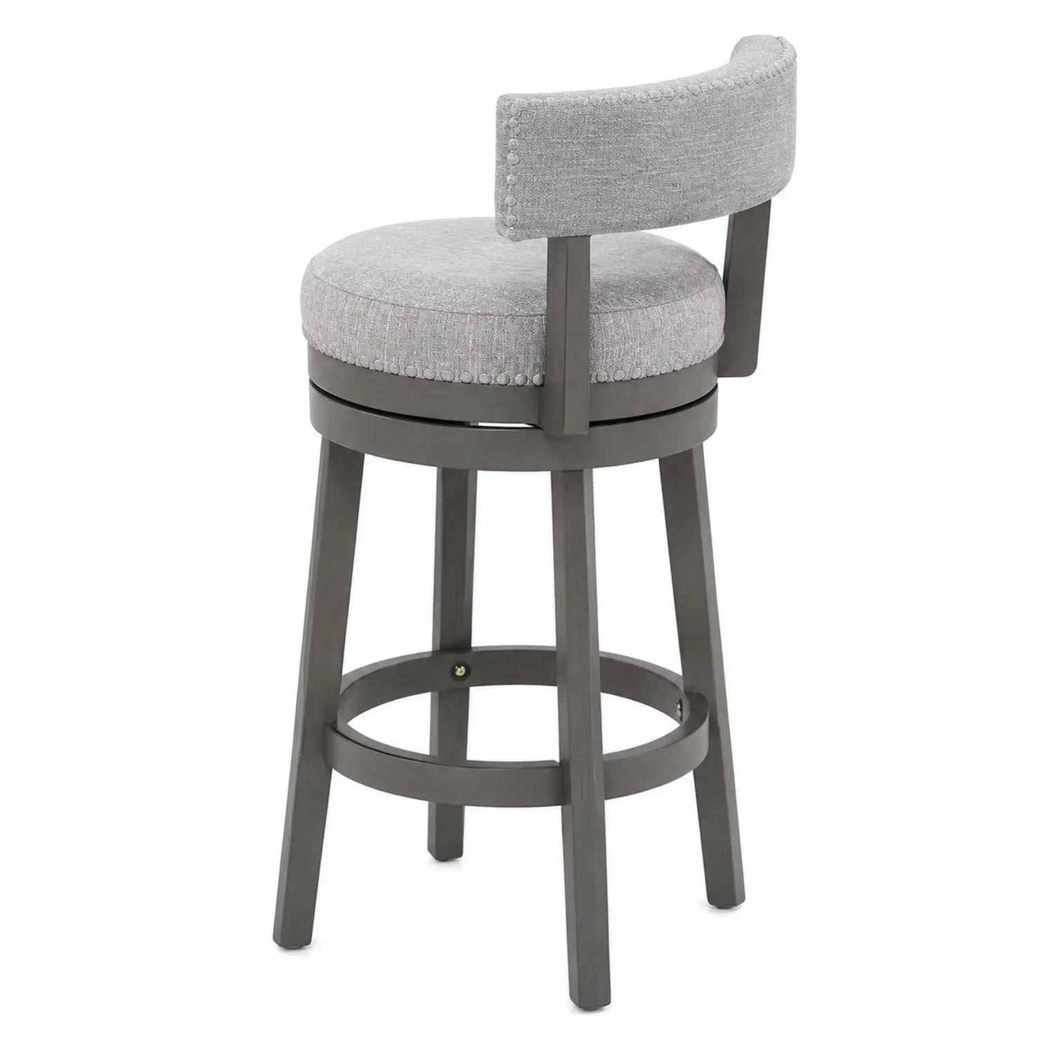 Sgabello da Bar Girevole in Legno e Tessuto Grigio-Nordicnestluxe