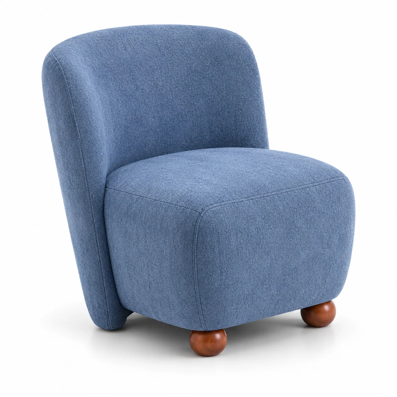 Poltrona in tessuto blu con gambe in legno-Nordicnestluxe