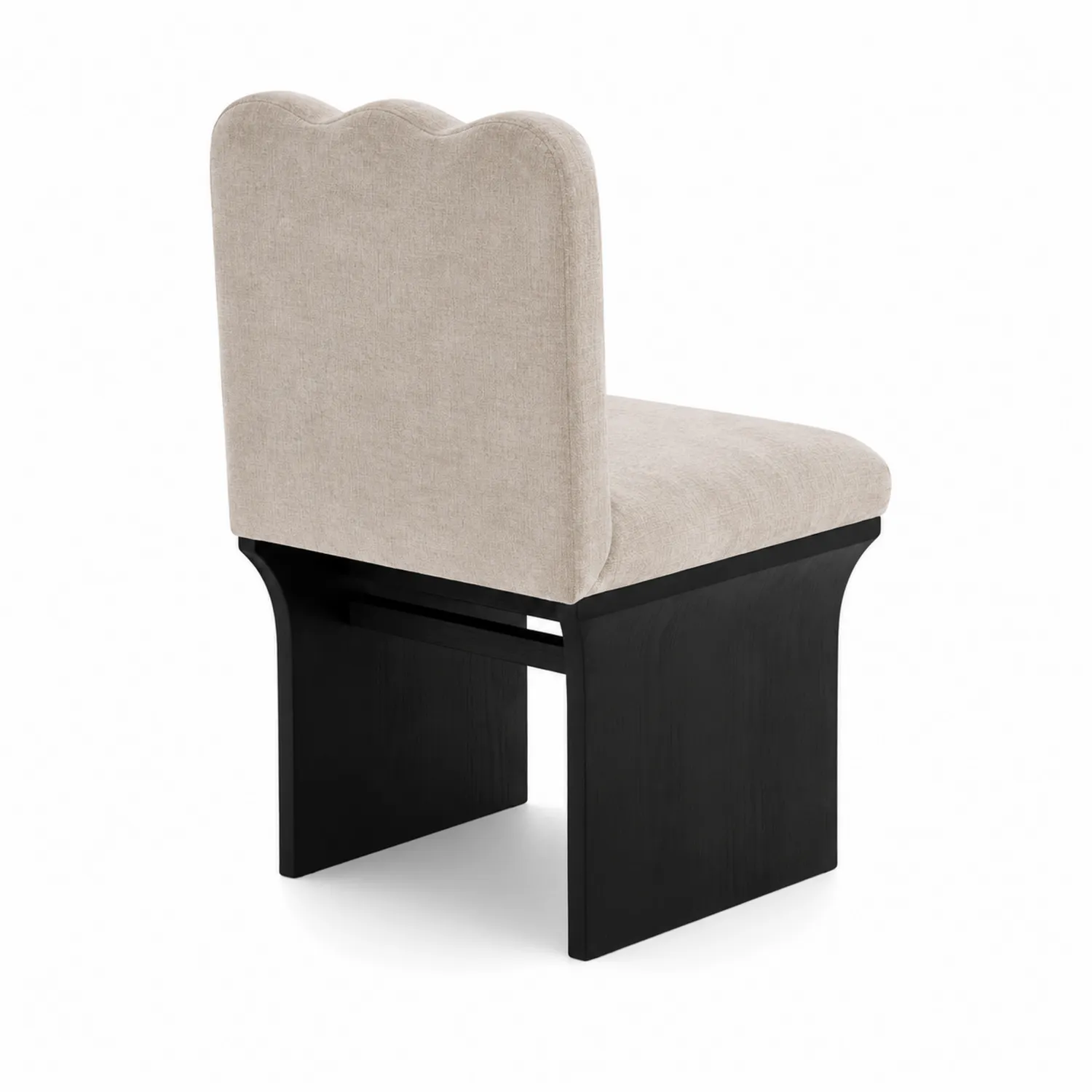 Sedia in tessuto beige con base in legno-Nordicnestluxe