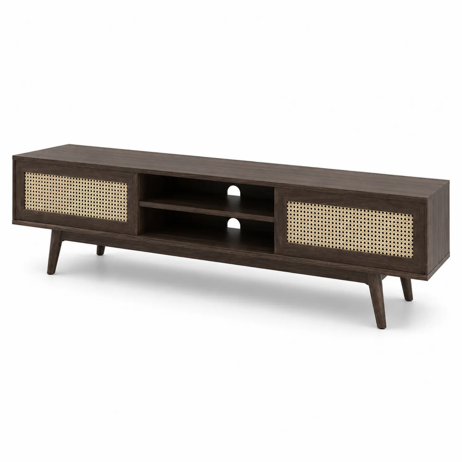 Mobile TV in legno di mango e rattan 180x40x50 cm-Nordicnestluxe