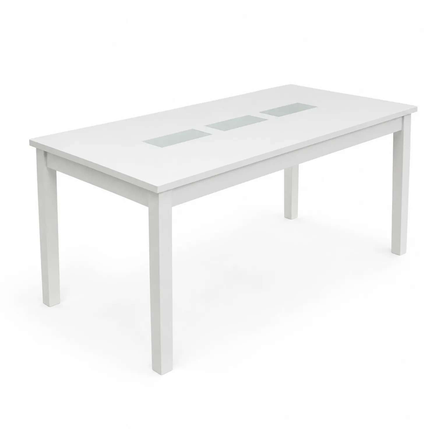 Tavolo da pranzo in legno bianco con vetro temperato-Nordicnestluxe