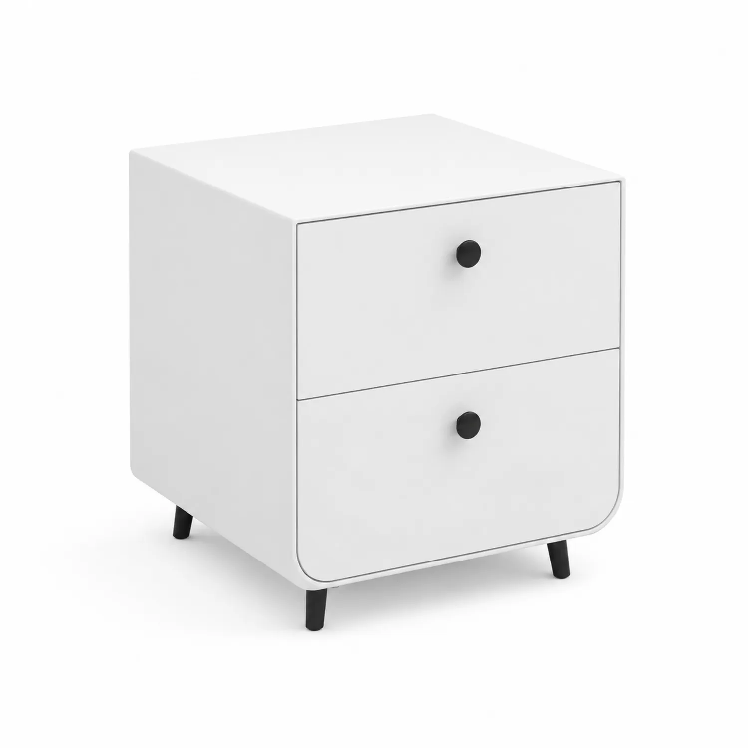 Comodino a 2 cassetti in legno MDF e metallo Bianco 40x40x55 cm-Nordicnestluxe