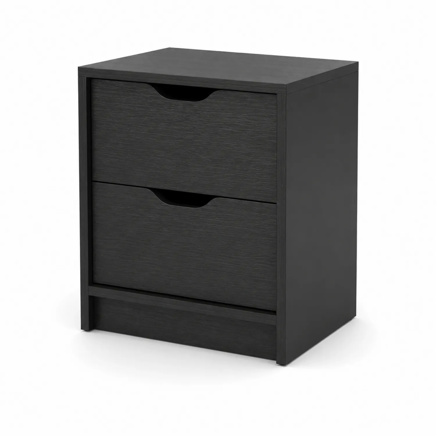 Comodino a 2 cassetti in legno nero-Nordicnestluxe