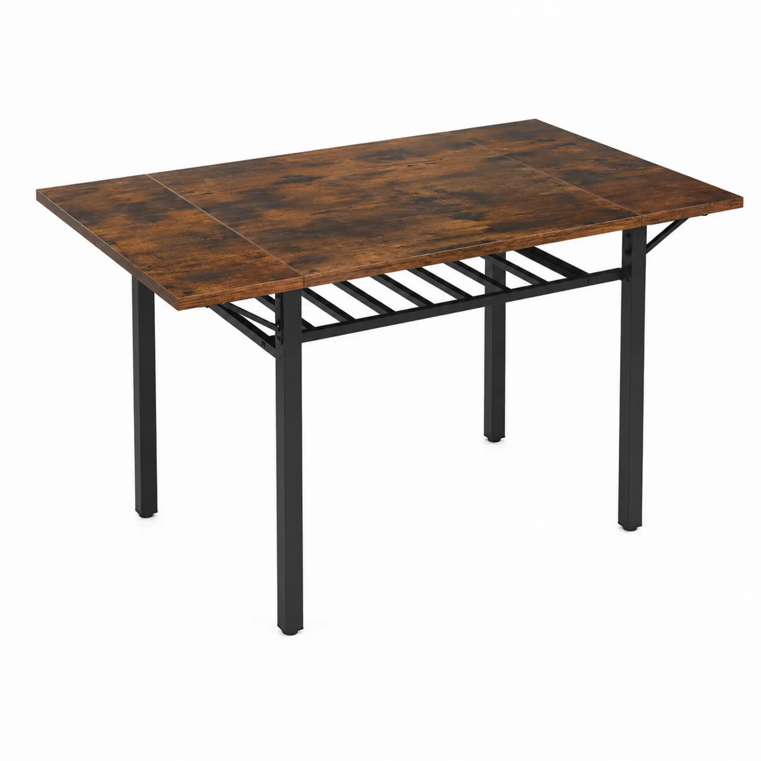 Tavolo rettangolare in legno e metallo con ripiano inferiore 120x75 cm-Nordicnestluxe