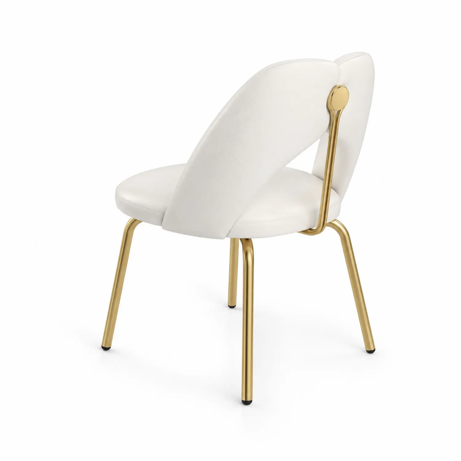 Sedia bianca in ecopelle con gambe in metallo dorato-Nordicnestluxe