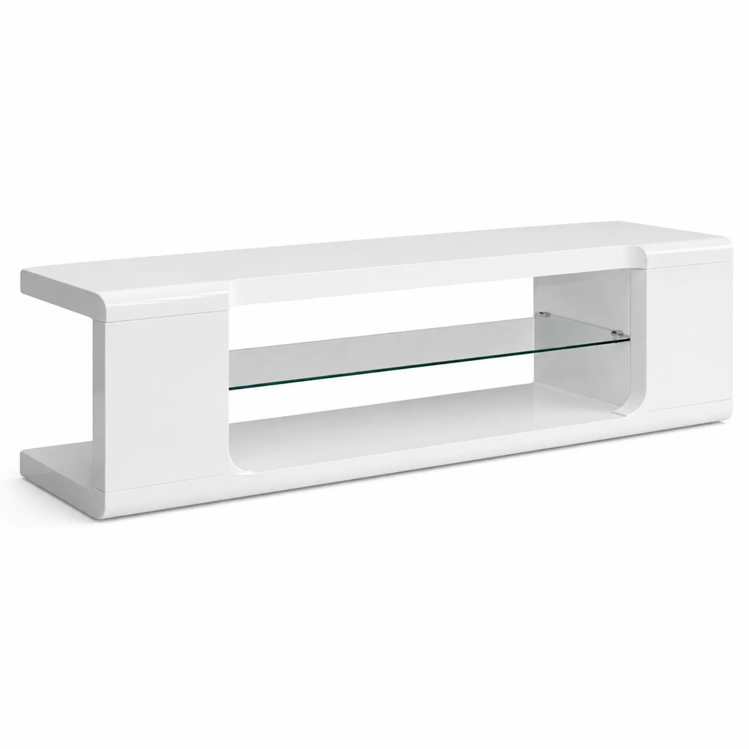 Mobile TV in MDF con Mensola in Vetro Temperato-Nordicnestluxe