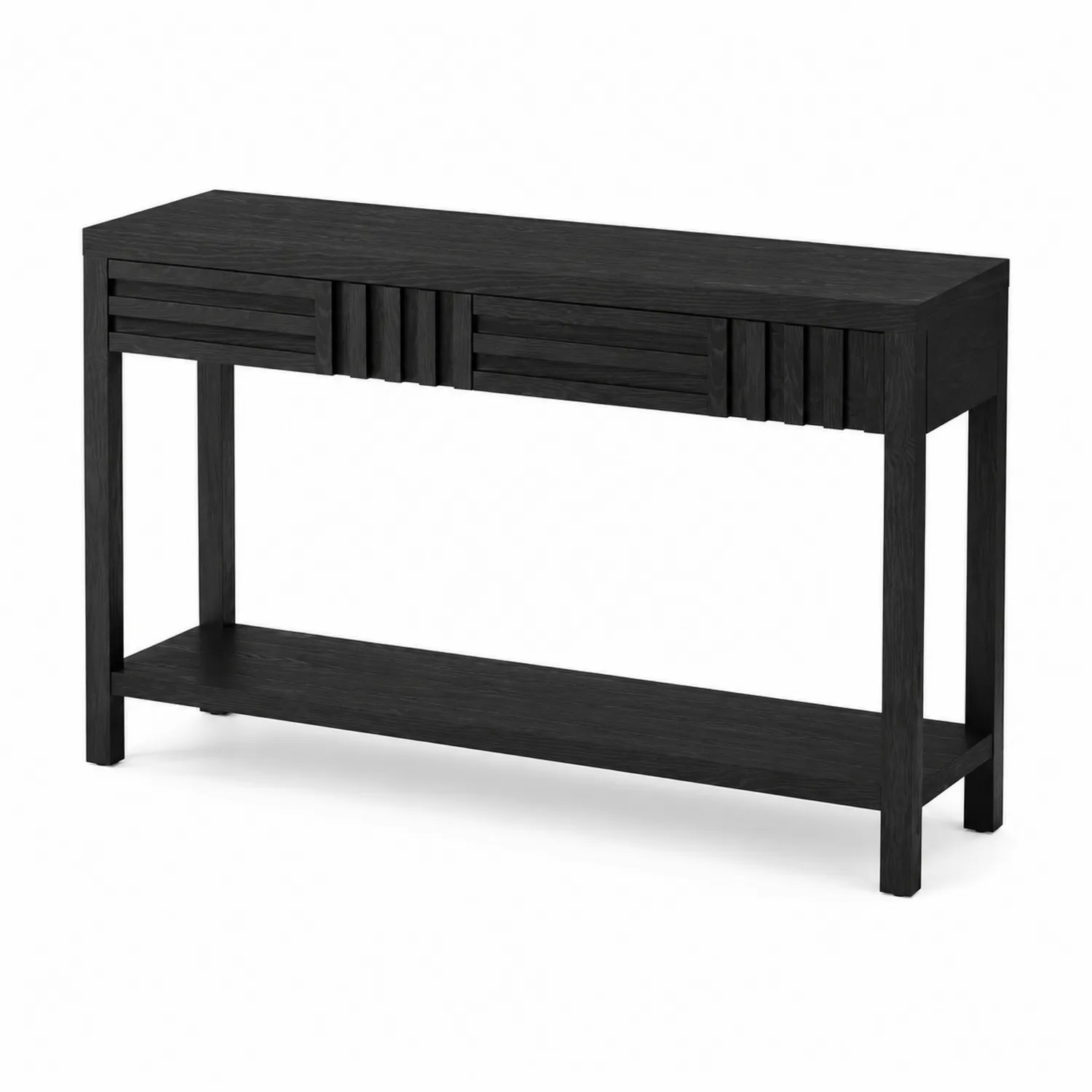 Consolle in legno massello nero con mensola-Nordicnestluxe
