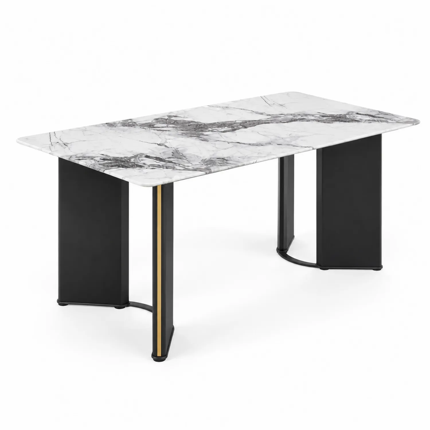 Tavolo da Pranzo Rettangolare in Marmo e Metallo, 180x90x75 cm-Nordicnestluxe