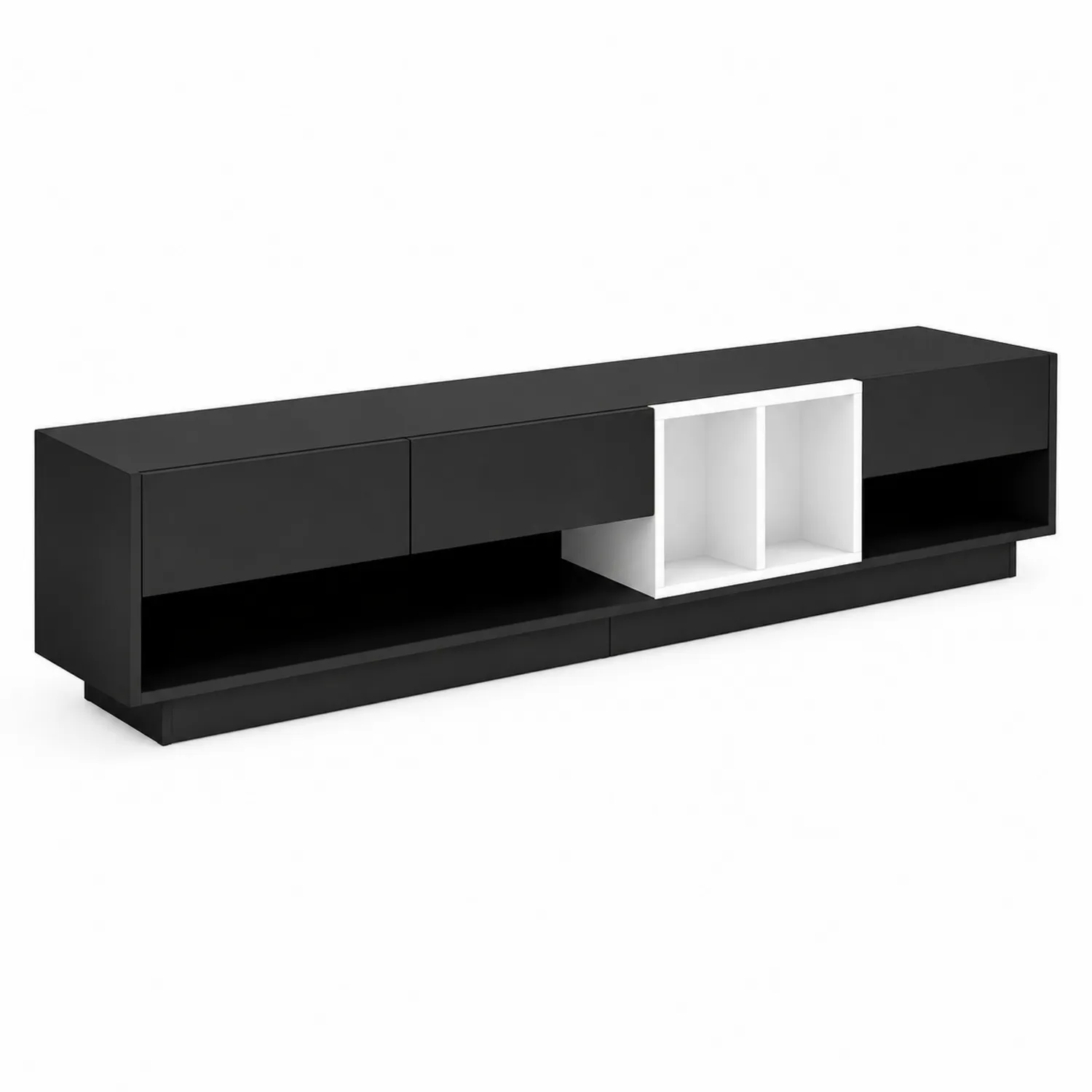 Mobile TV in Legno Nero e Bianco 150x40x35 cm-Nordicnestluxe