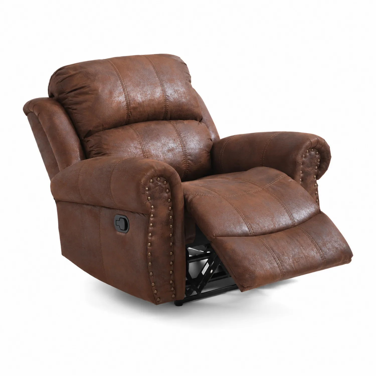Poltrona Reclinabile in Pelle Sintetica Marrone-Nordicnestluxe
