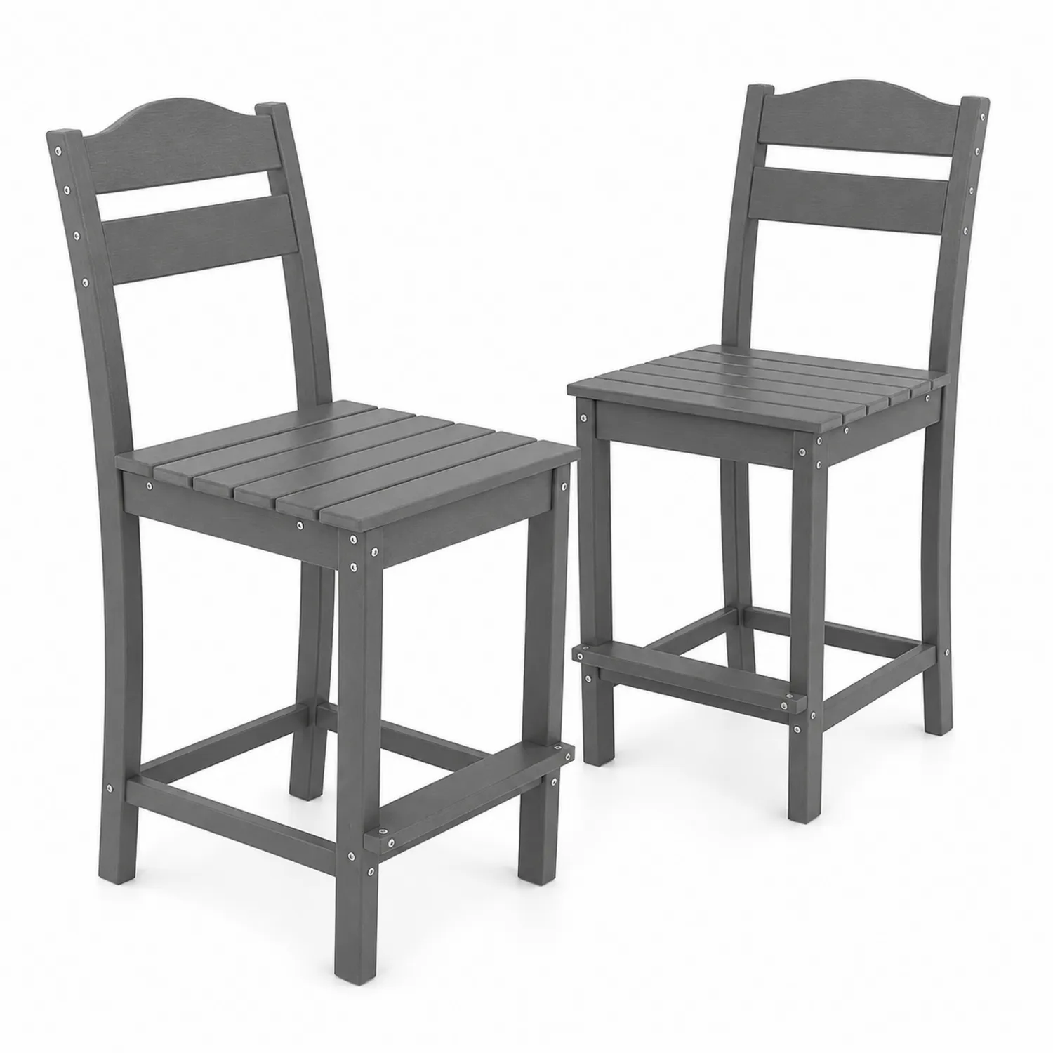 Set di 2 sedie da esterno in legno grigio-Nordicnestluxe