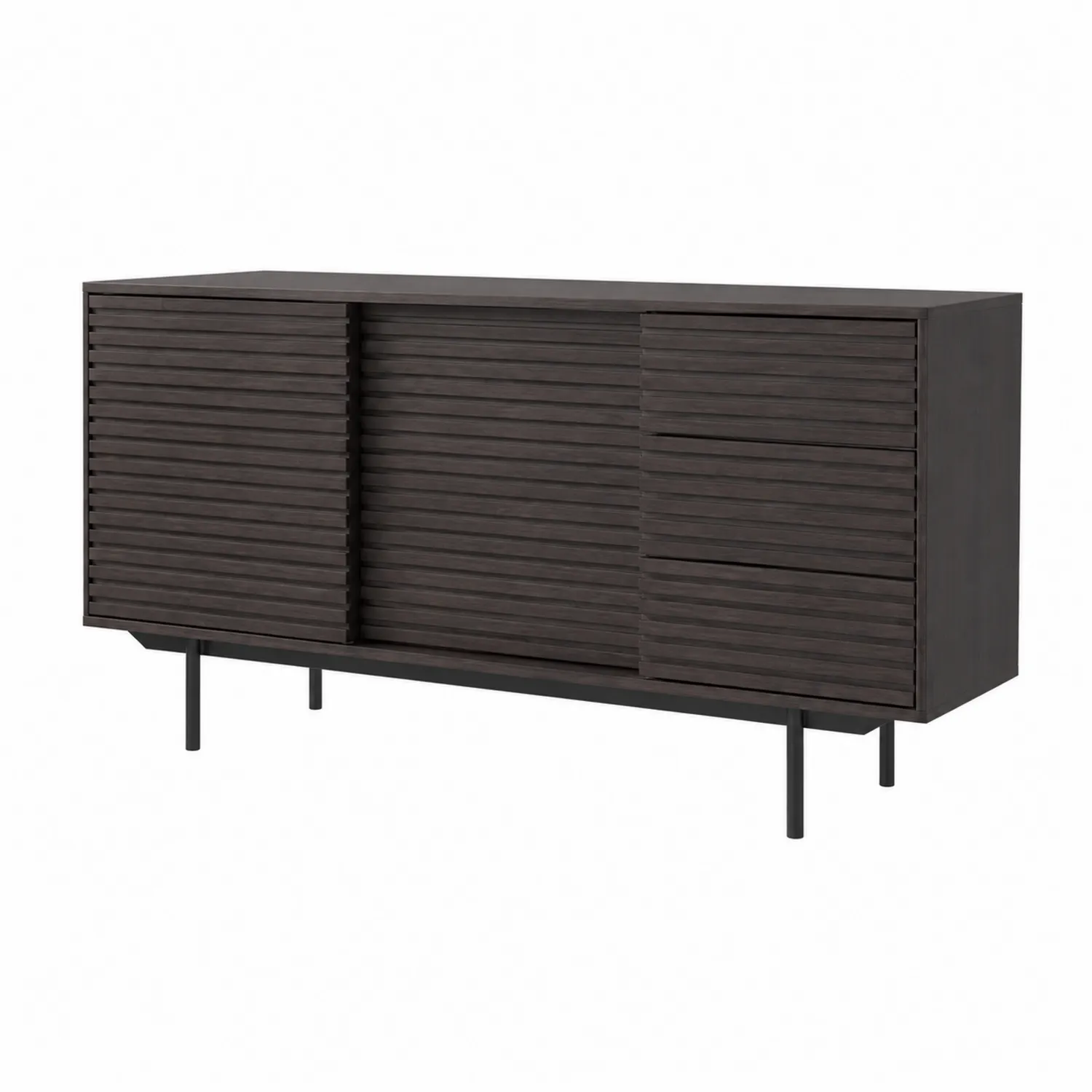Credenza in legno massello con piedini in metallo Marrone scuro-Nordicnestluxe