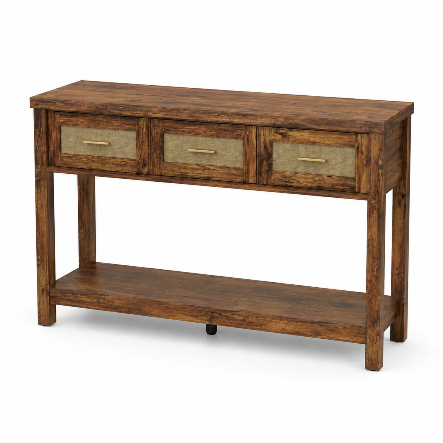 Consolle in legno con cassetti in tessuto di lino 120 cm-Nordicnestluxe