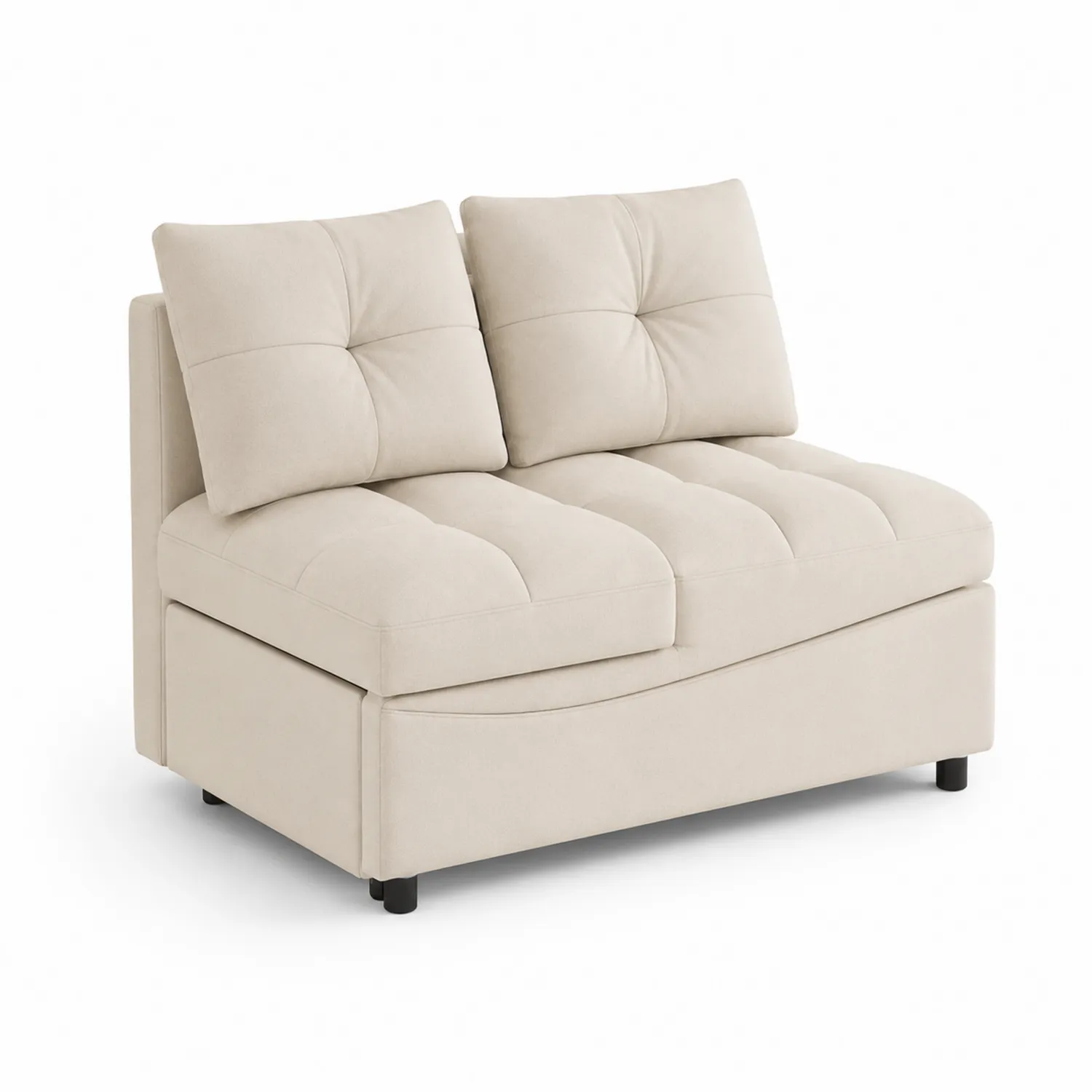 Divano a 2 posti in microfibra Beige con cuscini rimovibili