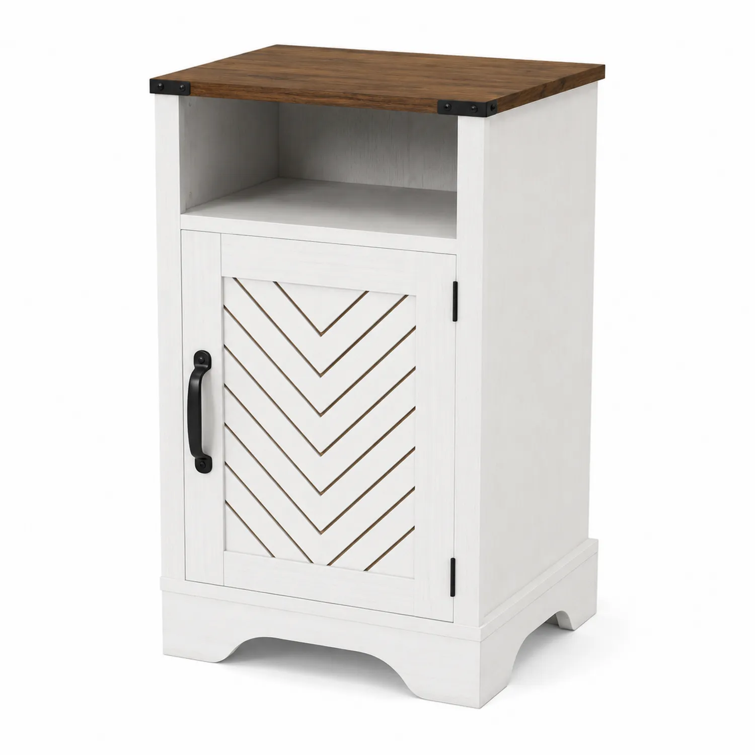 Comodino in Legno con Dettagli a Zigzag