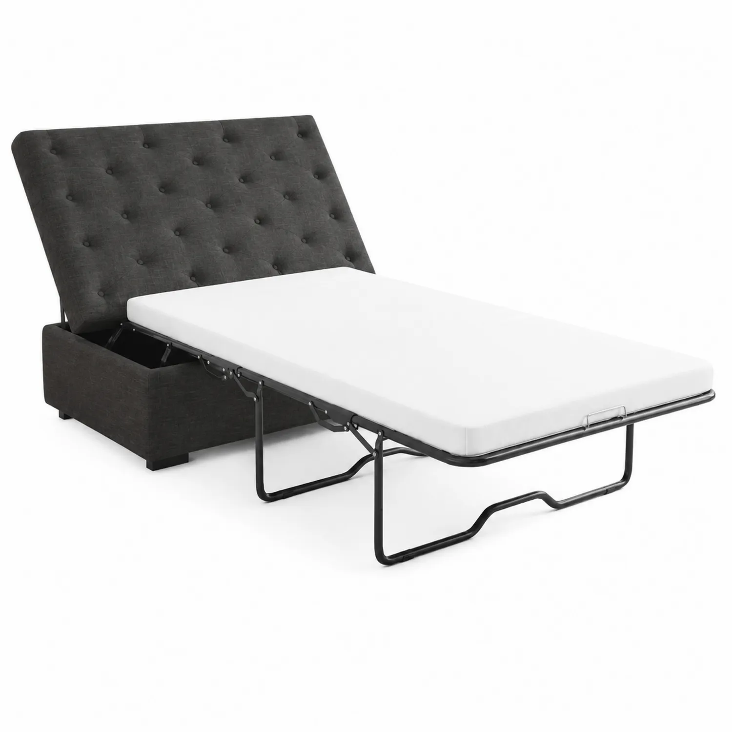 Divano Letto Pieghevole in Tessuto Grigio con Materasso