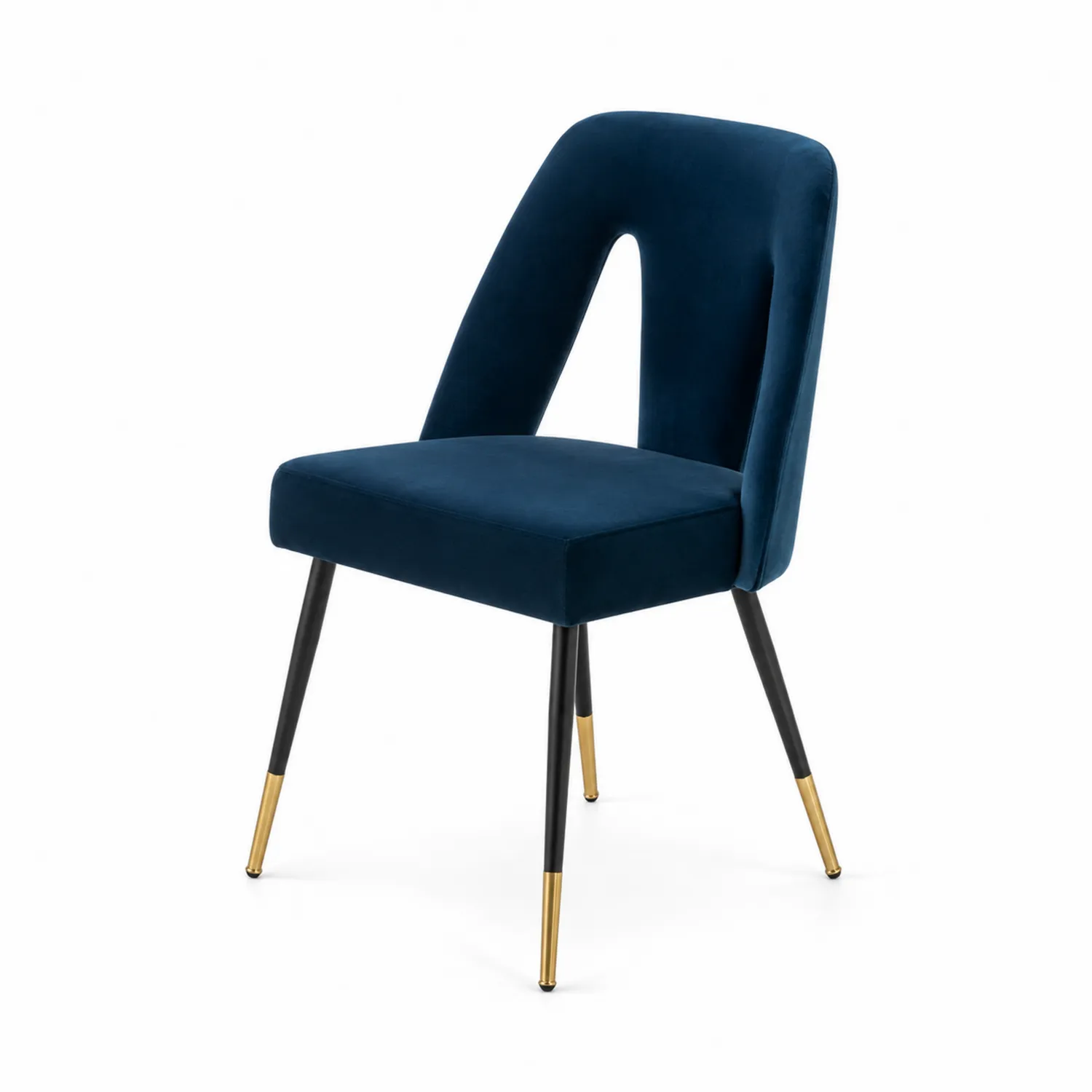 Sedia in velluto con gambe in metallo