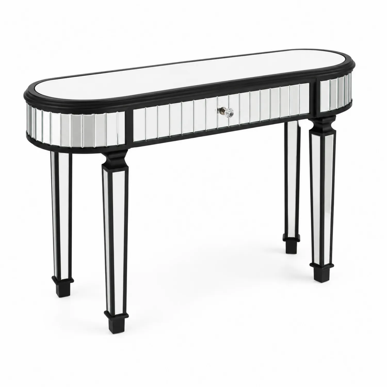 Consolle in legno con specchi e cassetto nero 120 cm