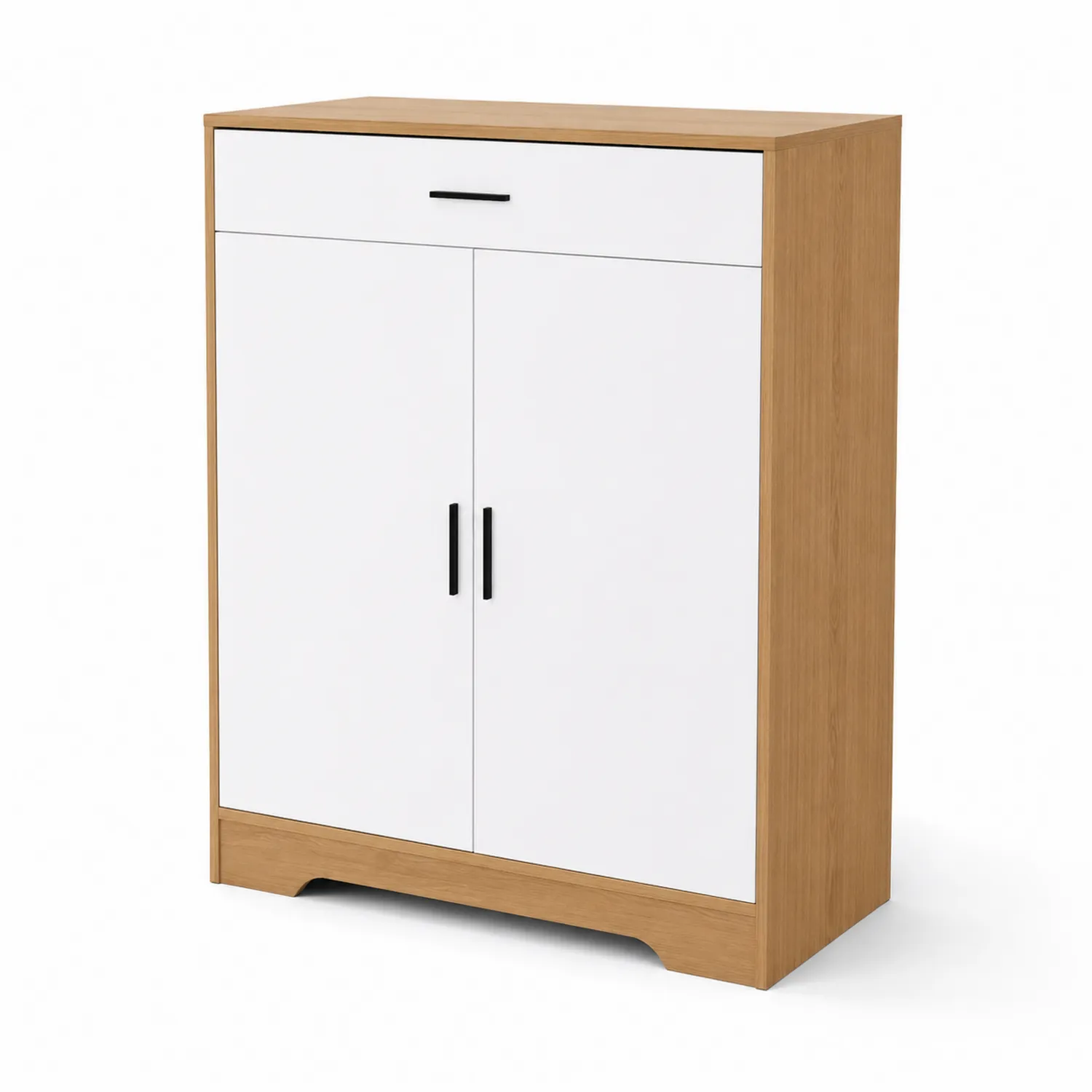 Mobile contenitore in MDF Bianco e Rovere con cassetto e ante