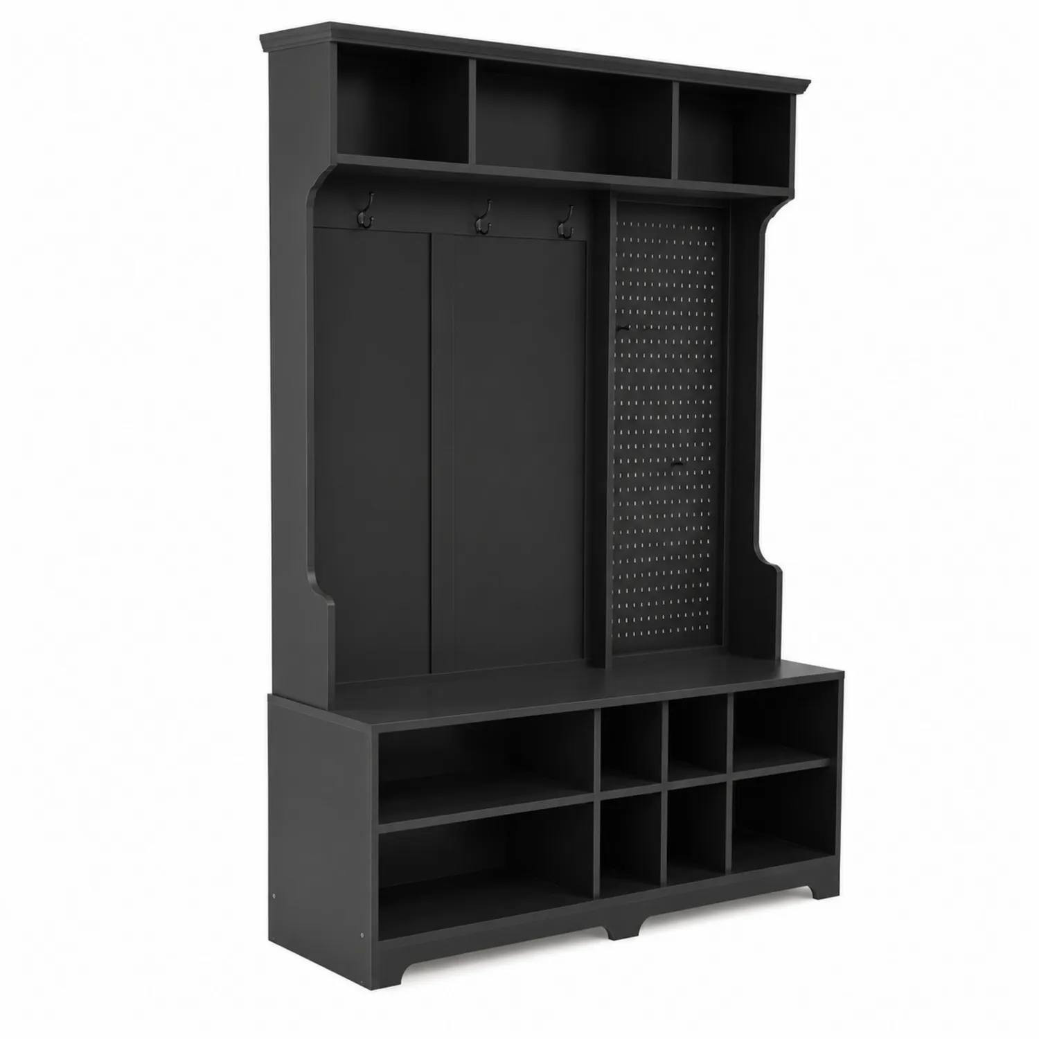 Armadio Ingresso con Scaffali e Ganci in MDF Nero