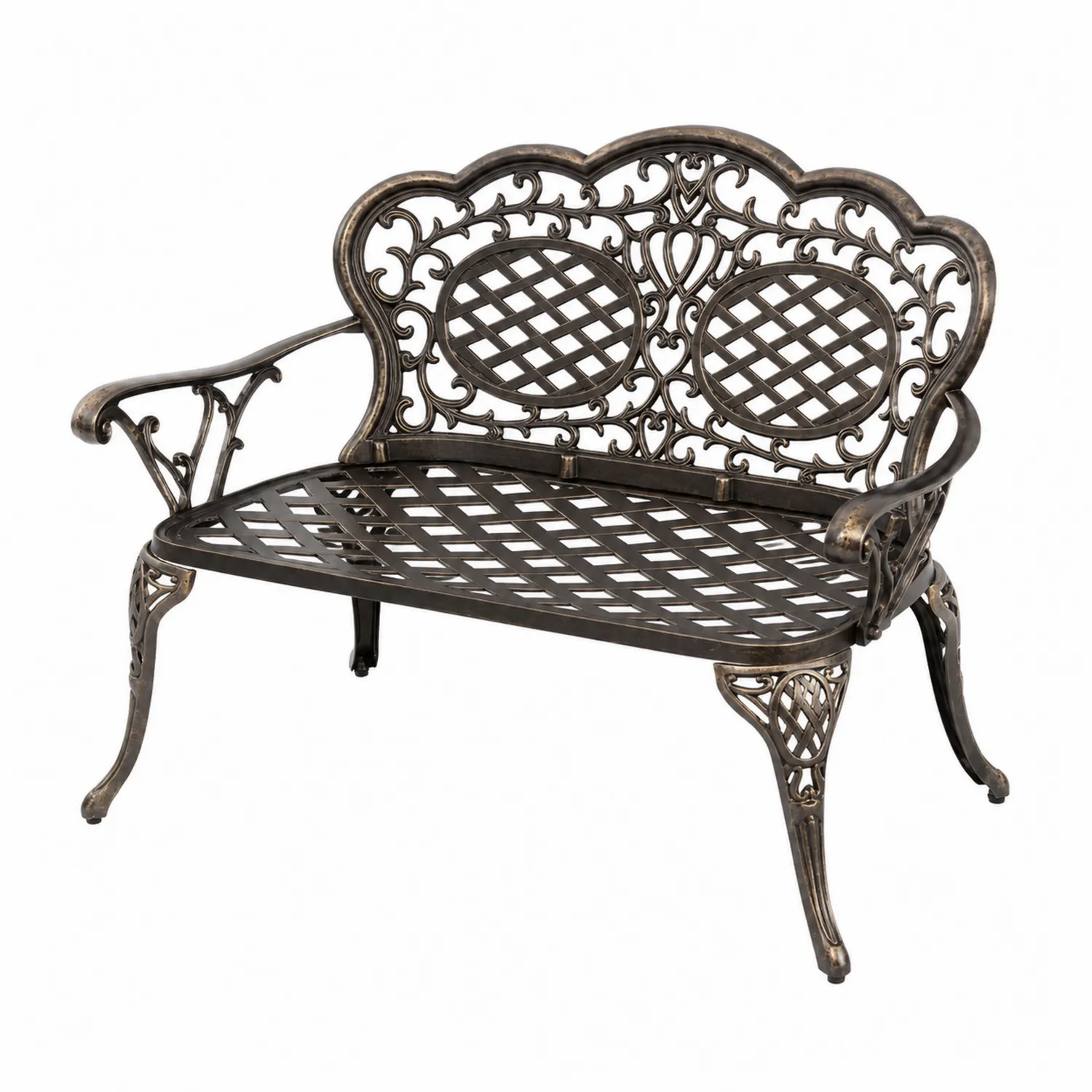 Panca da giardino in metallo bronzo
