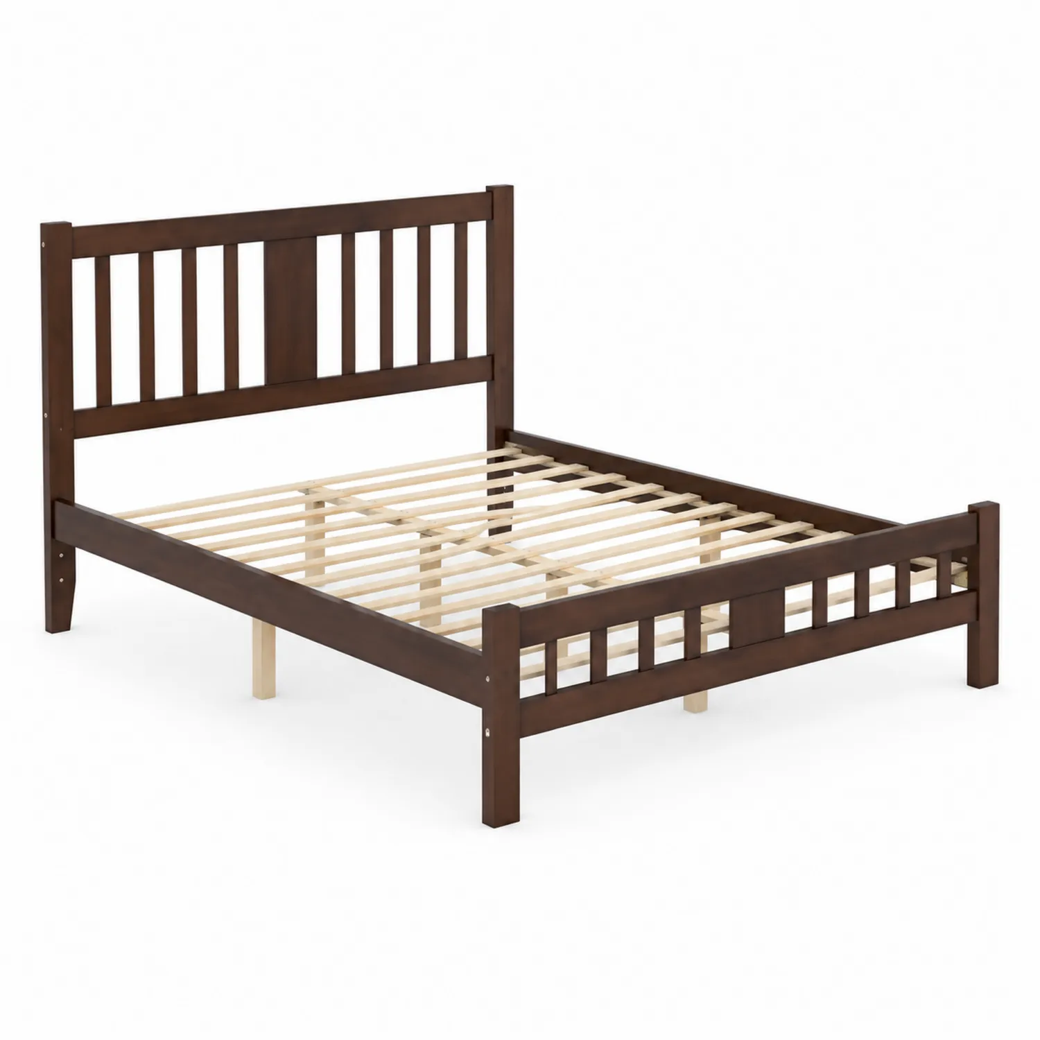 Letto matrimoniale in legno di pino marrone