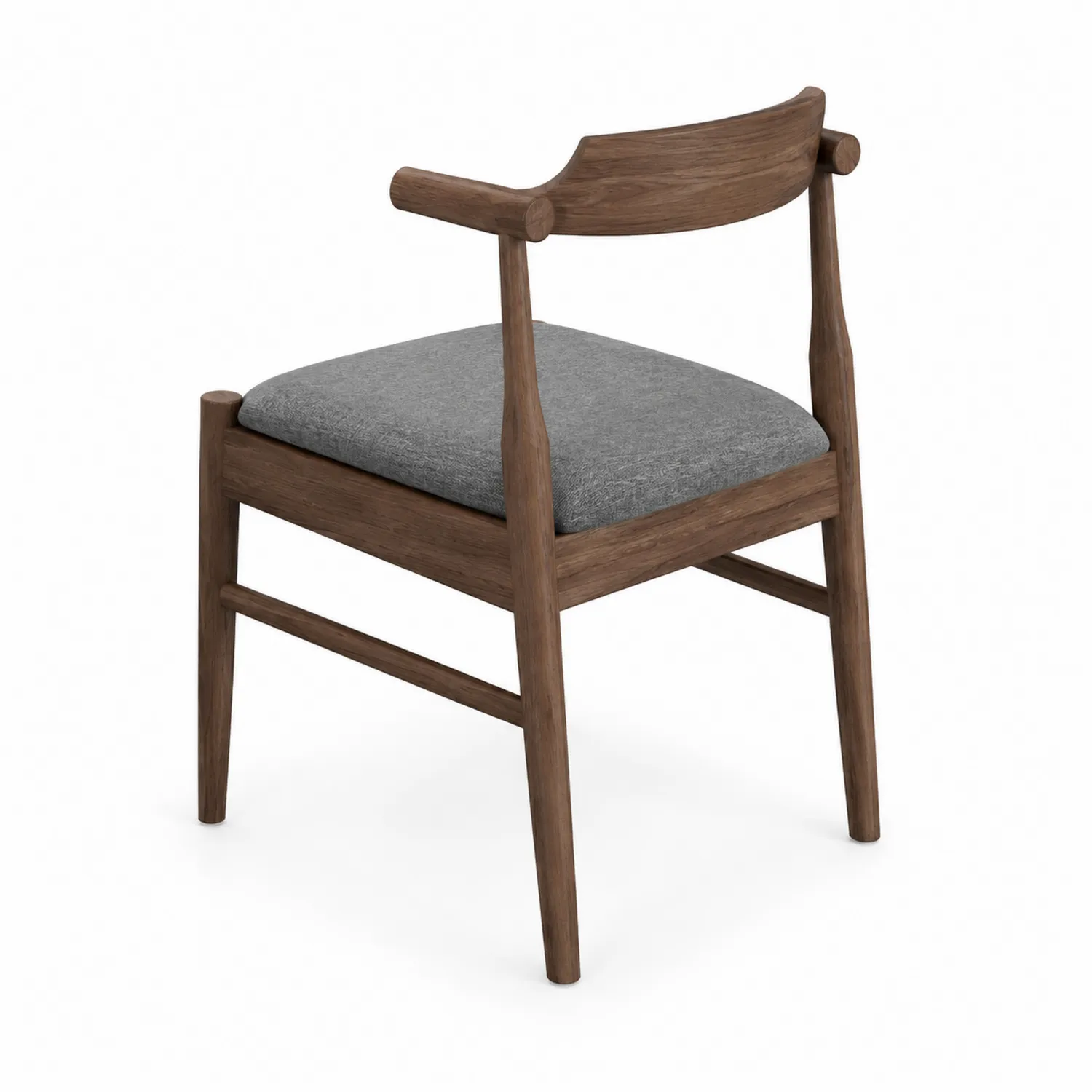 Sedia in legno con seduta in tessuto grigio