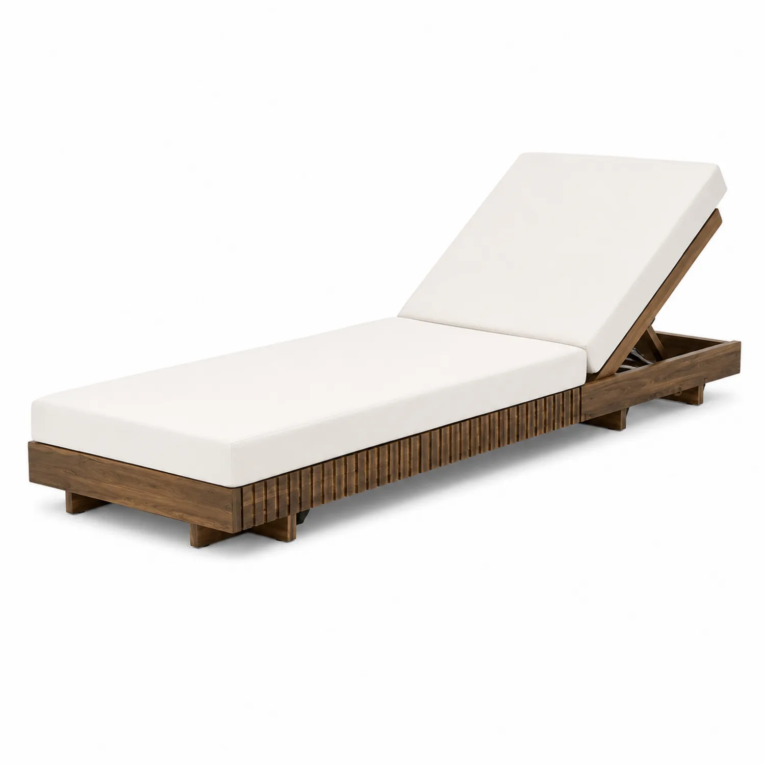 Lettino Prendisole in Legno con Cuscino in Poliestere Bianco