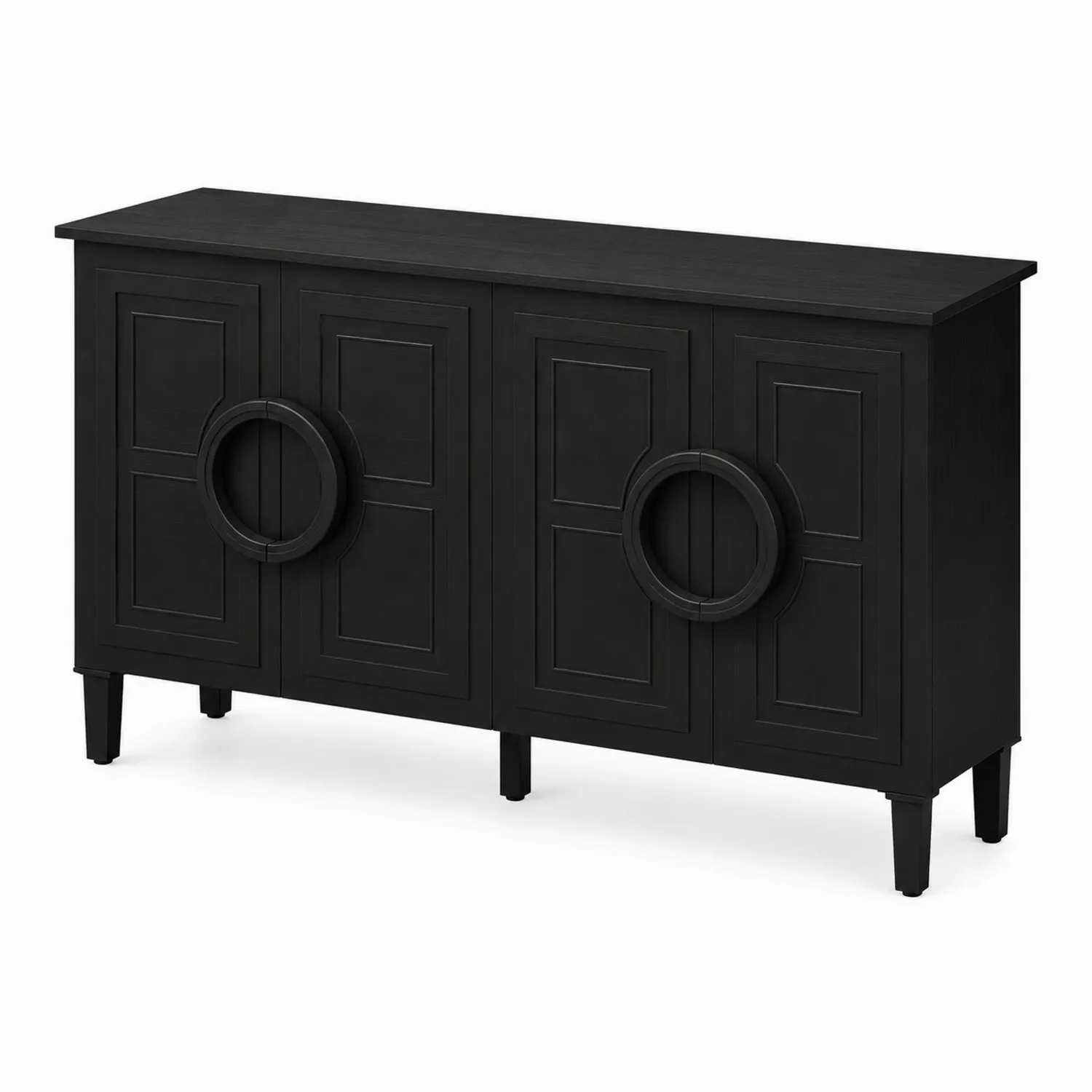 Credenza in Legno MDF Nero con Ante Circolari