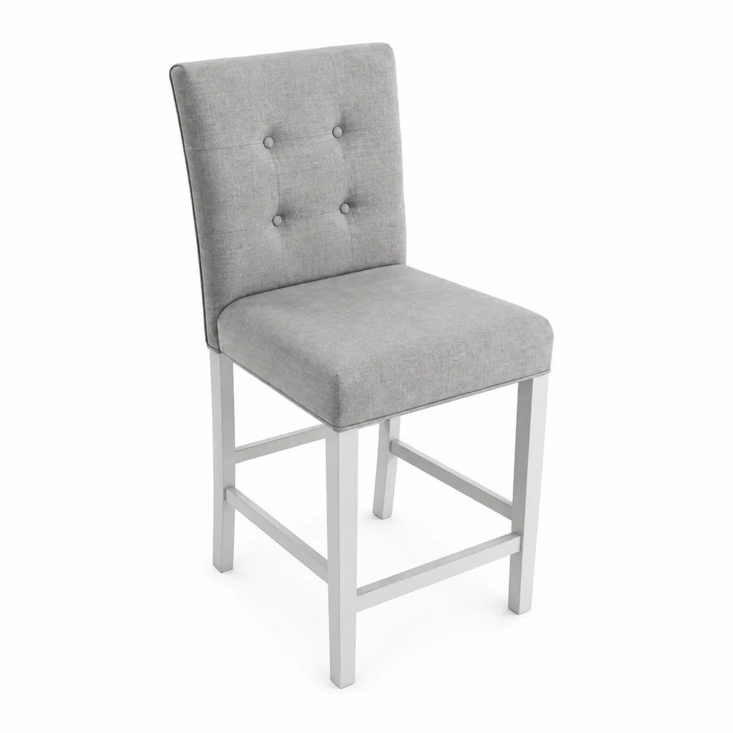 Sedia in tessuto grigio chiaro con struttura in legno