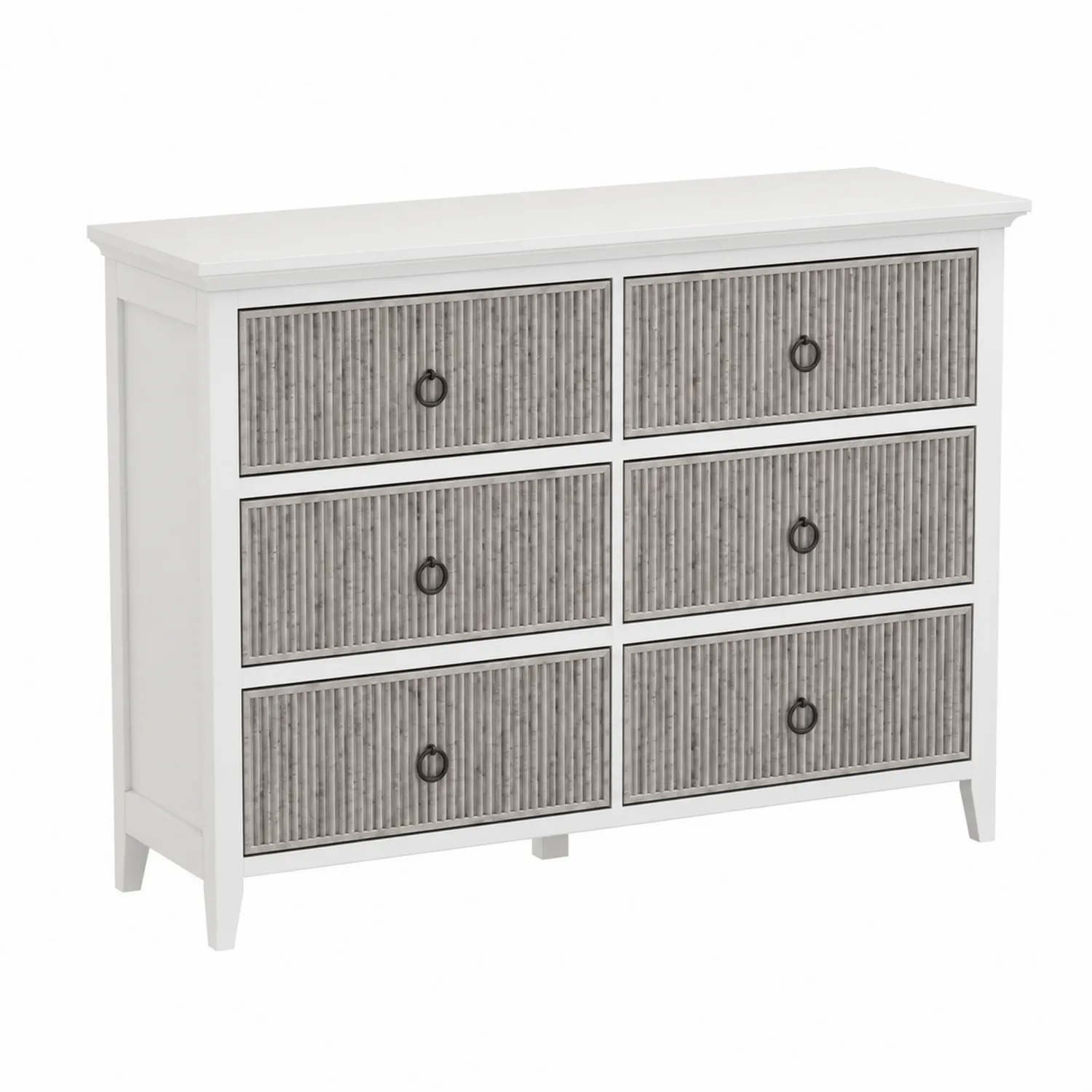 Cassettiera 6 cassetti in legno MDF Bianco e Grigio 120x40x80 cm